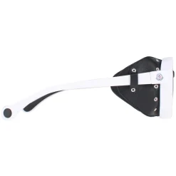 Moncler Round|Moncler^Sunglasses ML0046 21C White Black Leather Grey Silver Mirror