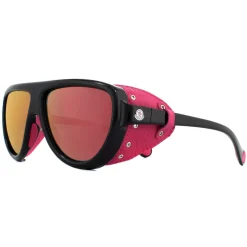 Moncler Aviator|Aviator^Sunglasses ML0089 01Z Shiny Black with Pink Leather Blue with