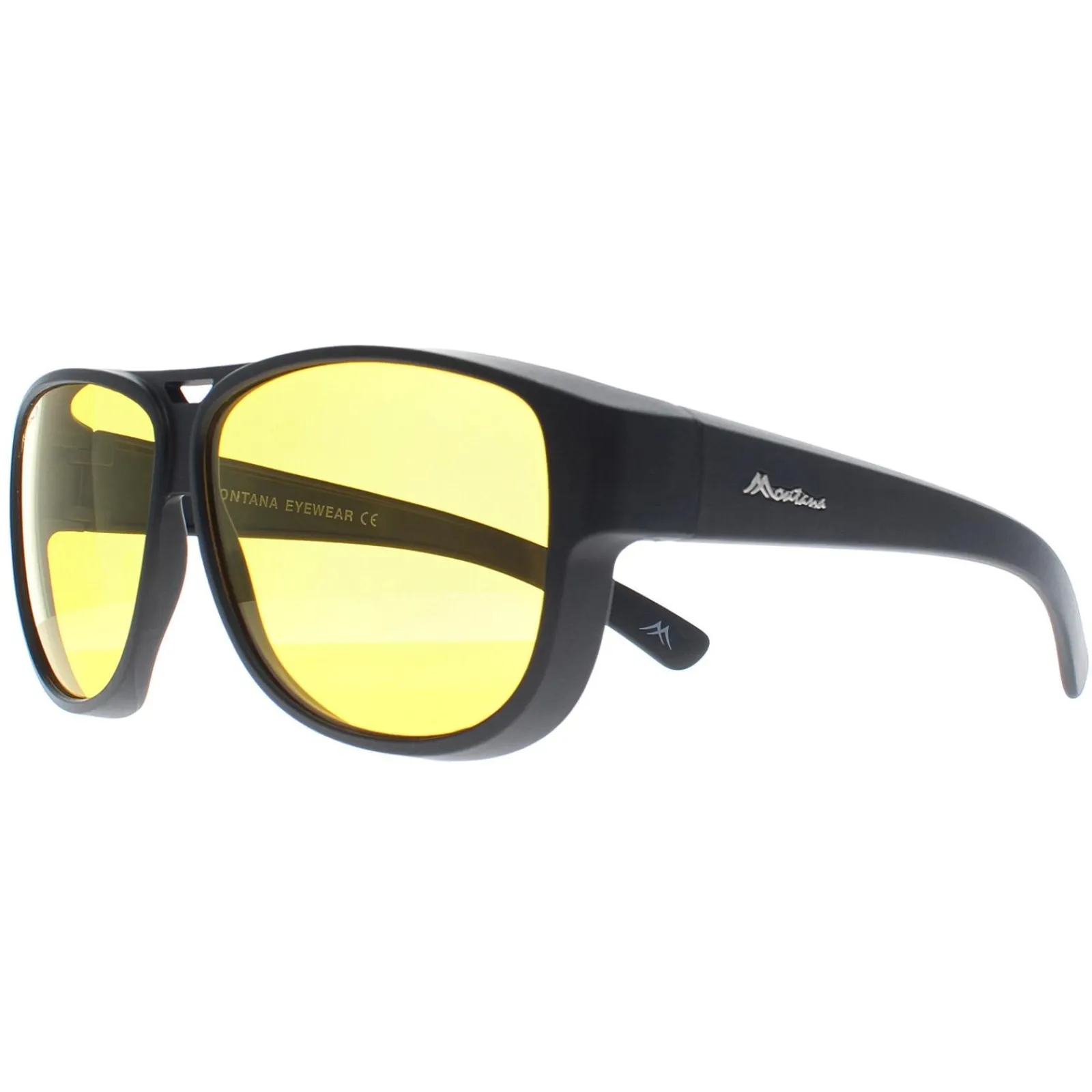 Montana Polarised|Aviator^Fit Over Glasses Night Driving Sunglasses FO6 C Matte Black Ye