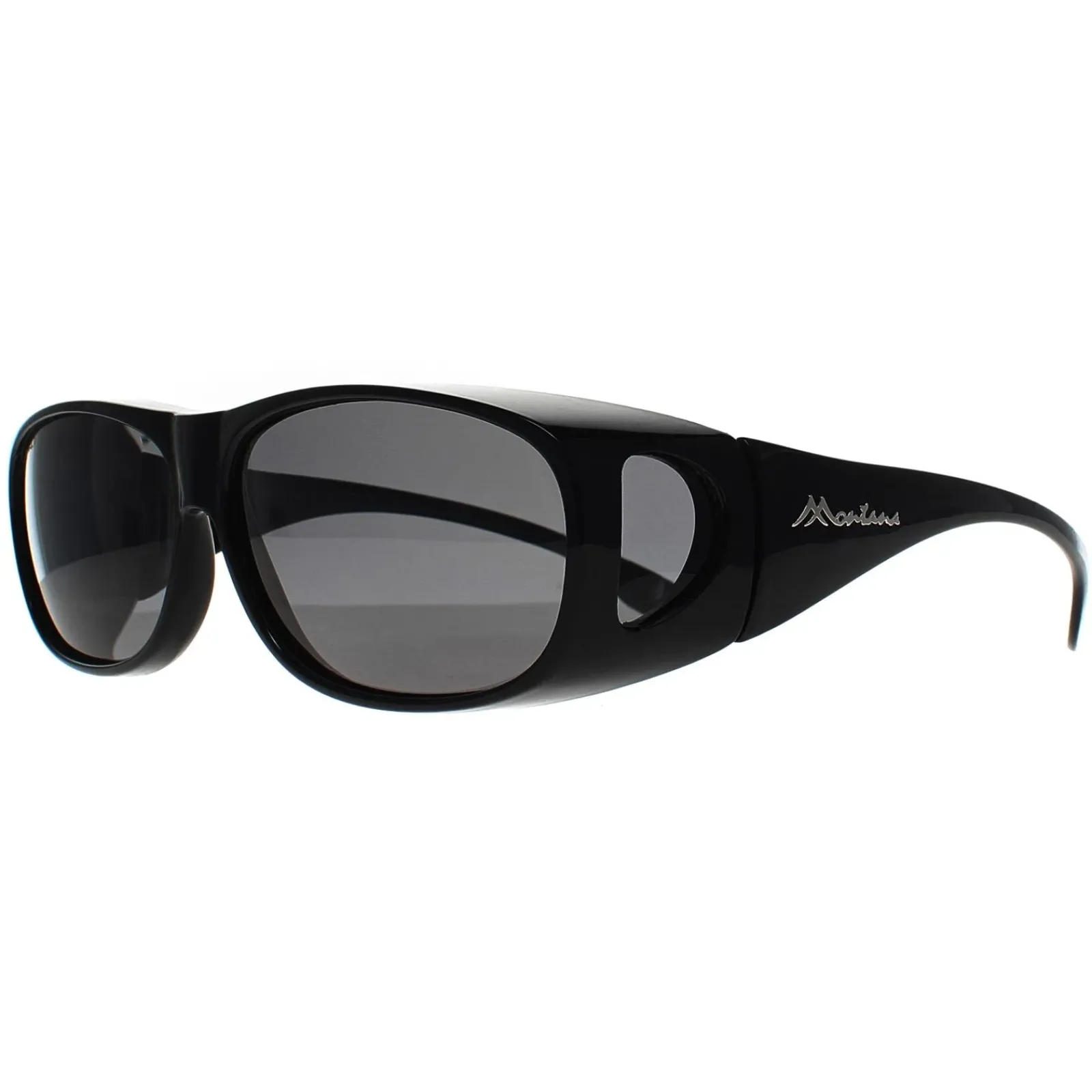 Montana Polarised|Rectangle^Fit Over Glasses Sunglasses FO2 E Shiny Black Smoke Polarized