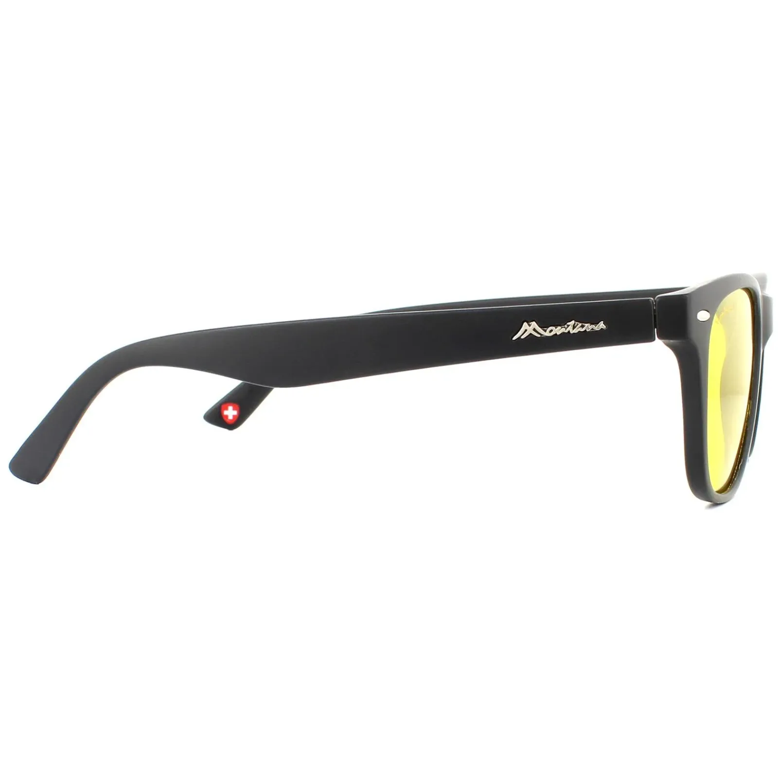 Montana Polarised|Rectangle^Night Driving Sunglasses MP10 Y Matte Black Rubbertouch Yellow