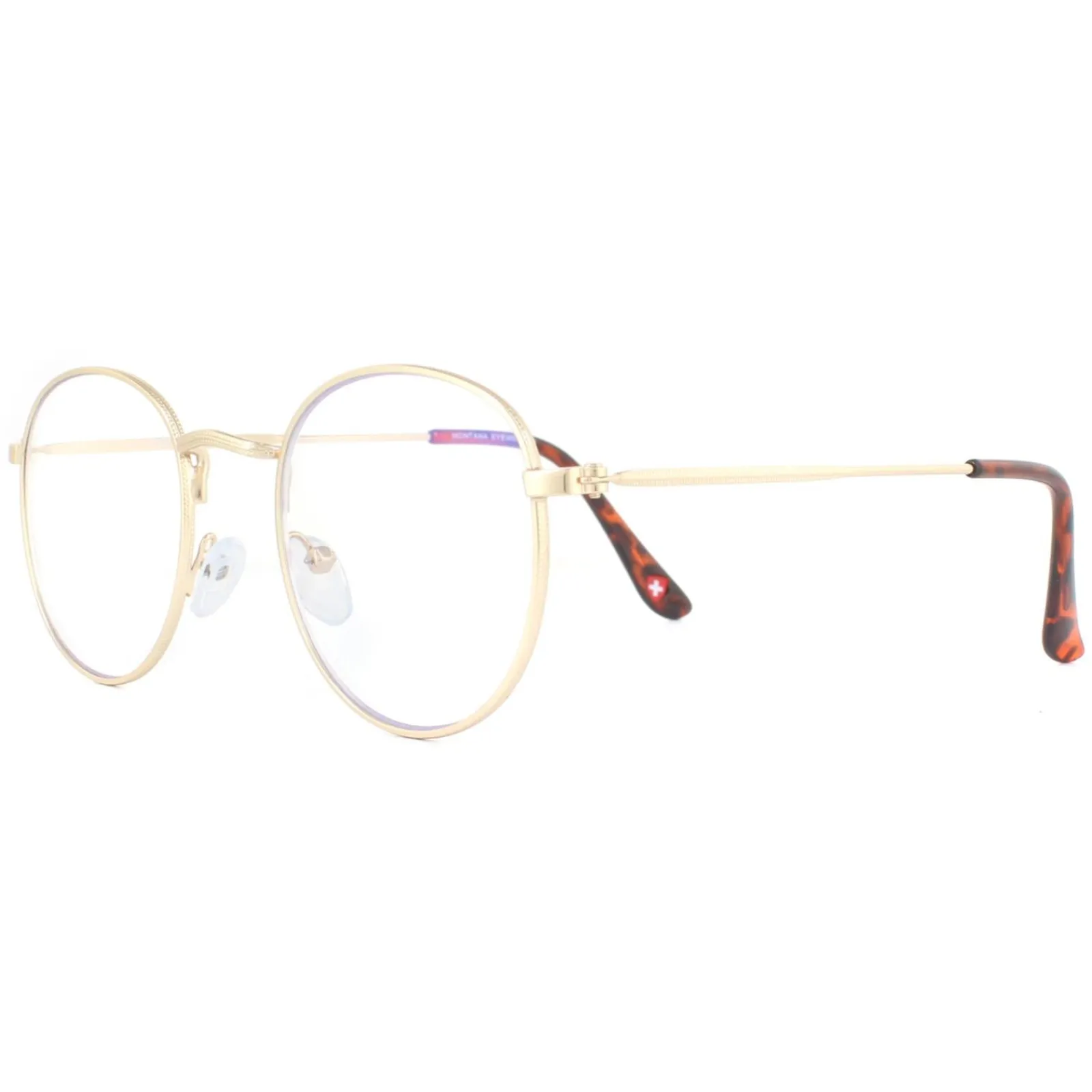 Montana Round|Round^Reading Glasses HBLF54-A Gold Blue Light Block +1.50