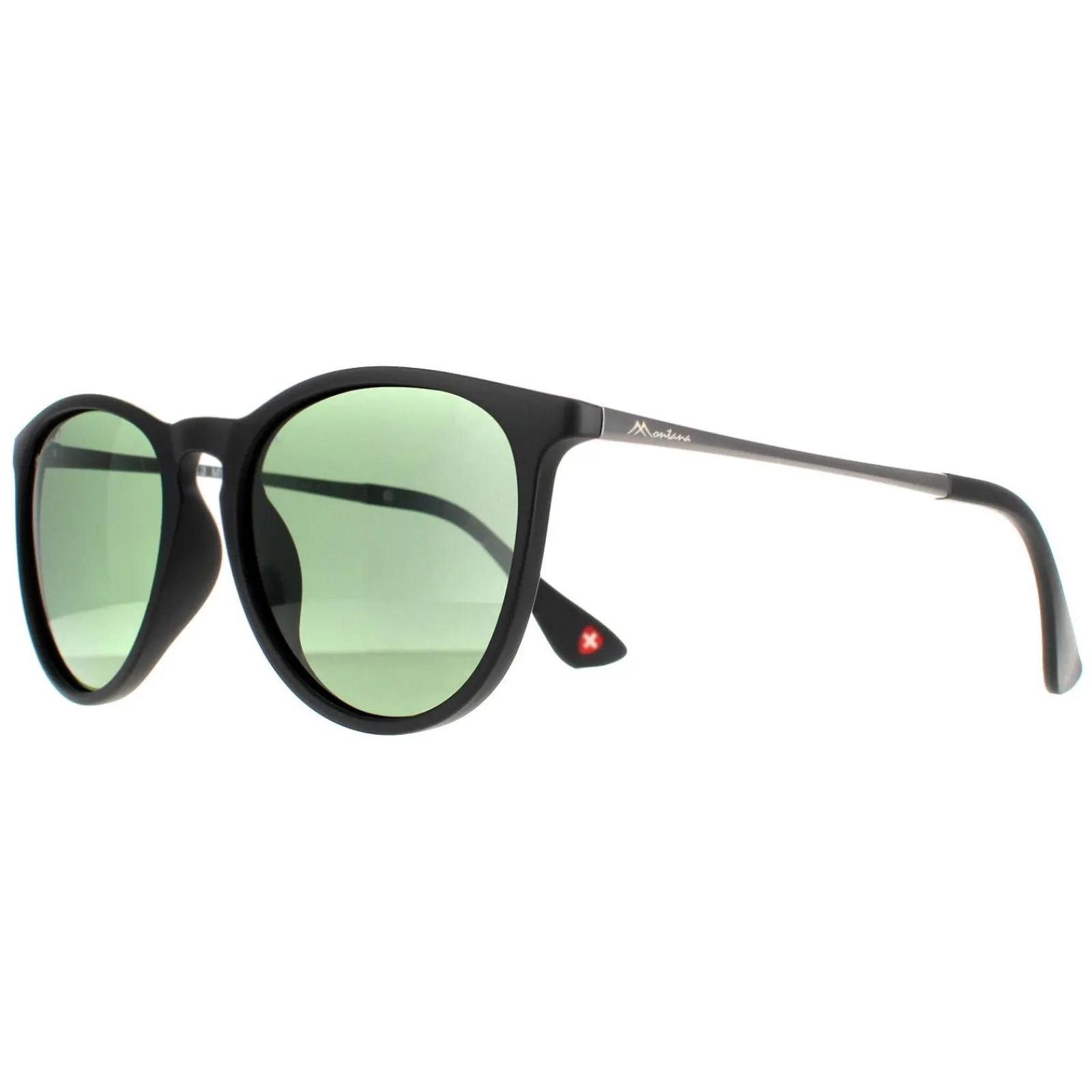 Montana Polarised|Oval^Sunglasses MP24 A Matte Black Green Polarized