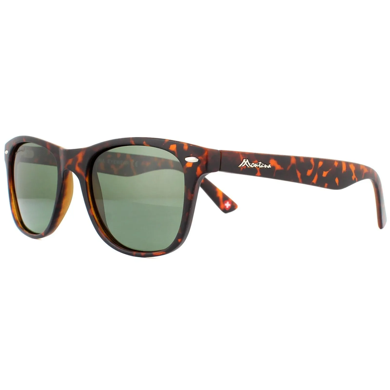 Montana Polarised|Rectangle^Sunglasses MP10 A Matte Turtle Brown Rubbertouch G15 Green Pol