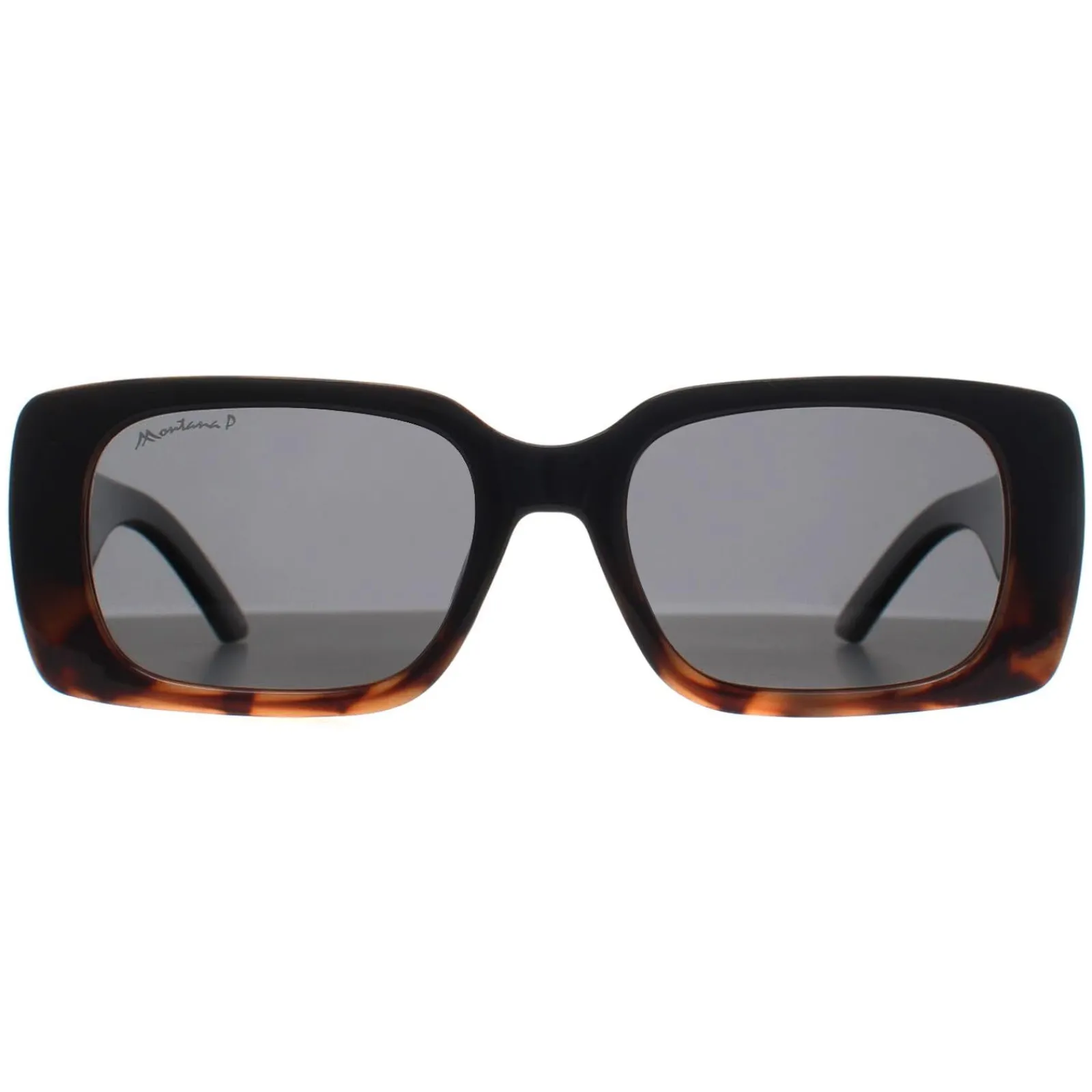 Montana Polarised|Rectangle^Sunglasses MP194 A Shiny Black Turtle Smoke Polarized