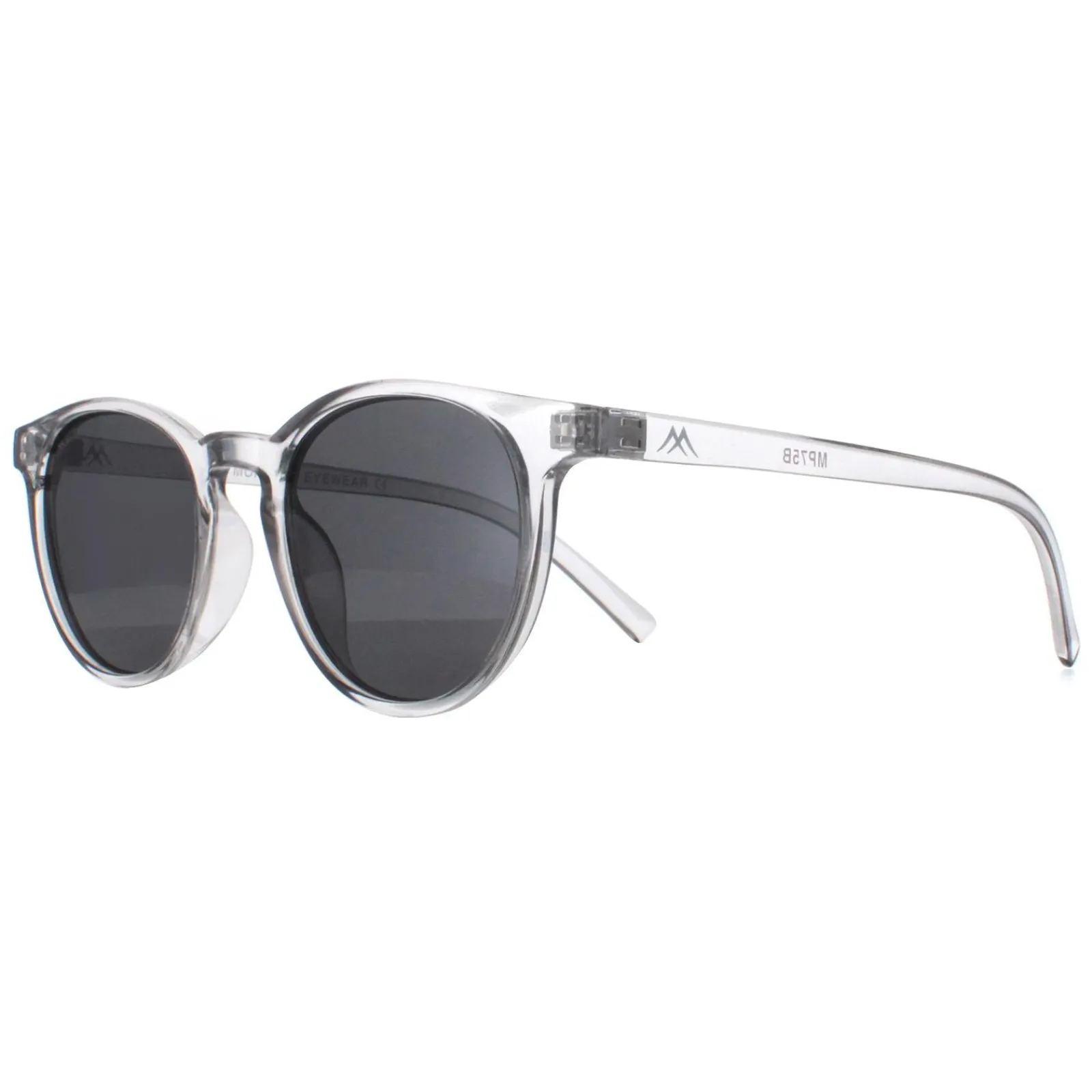 Montana Polarised|Round^Sunglasses MP75 B Shiny Clear Grey Smoke Polarized