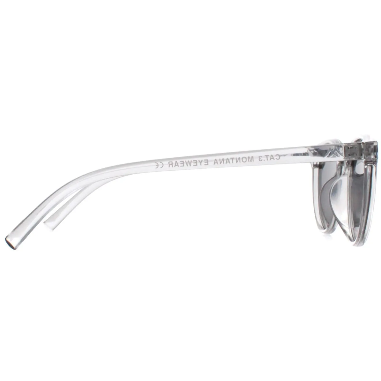 Montana Polarised|Round^Sunglasses MP75 B Shiny Clear Grey Smoke Polarized