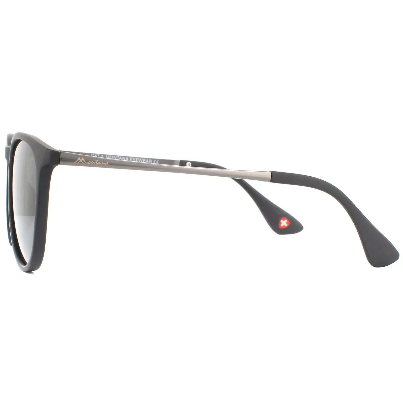 Montana Polarised|Oval^Sunglasses MP24 Black Black Smoke Polarized