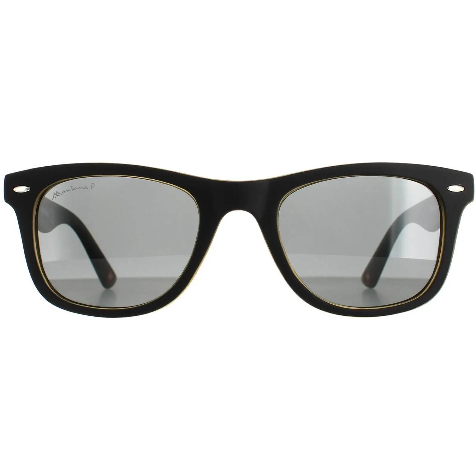Montana Polarised^Sunglasses MP41 D Black Grey Rubbertouch Grey Polarized