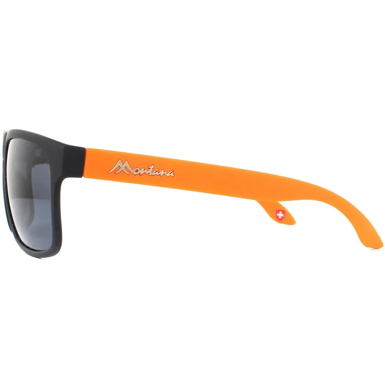 Montana Polarised|Rectangle^Sunglasses MP37 D Black with Orange Rubbertouch Black Polarize