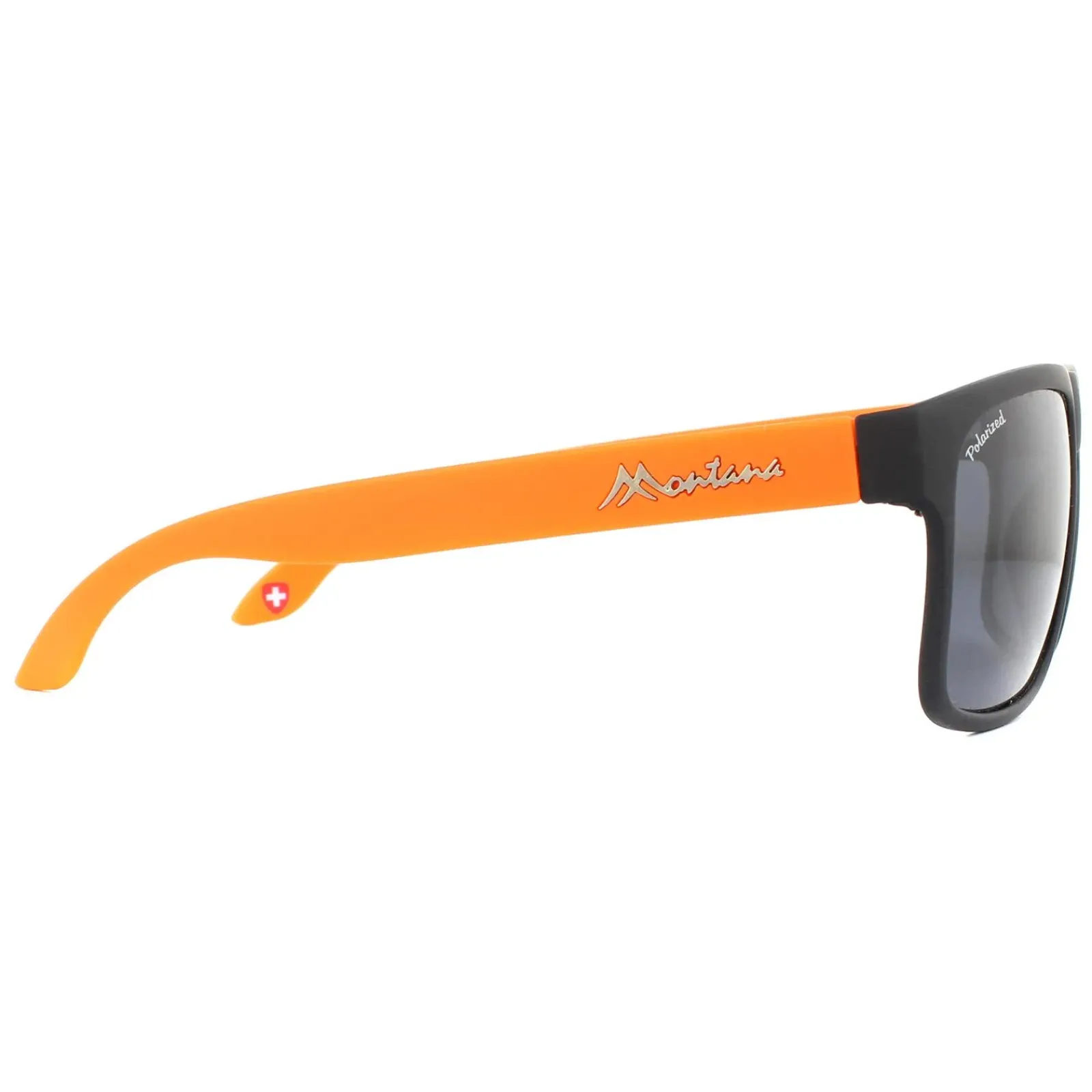 Montana Polarised|Rectangle^Sunglasses MP37 D Black with Orange Rubbertouch Black Polarize
