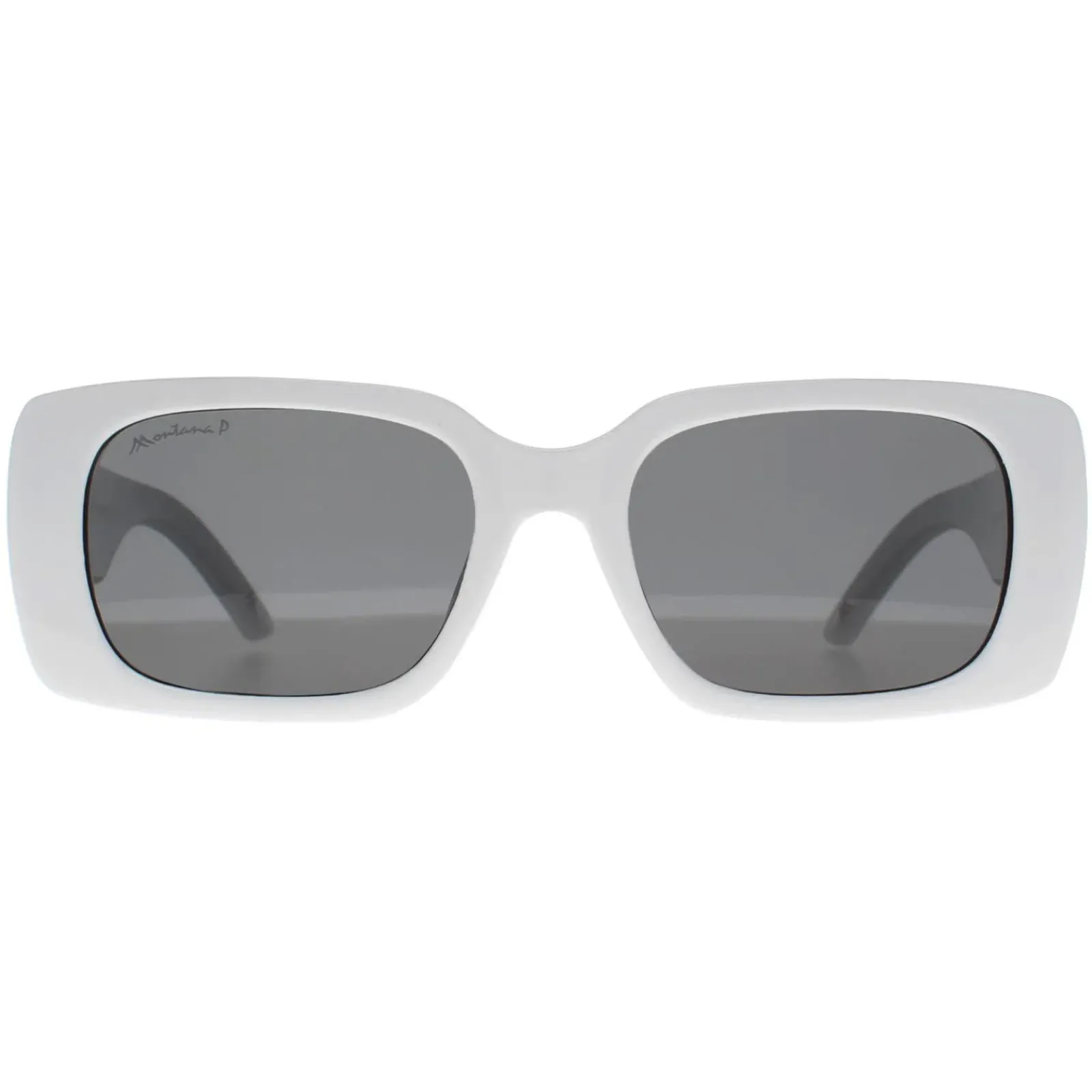 Montana Polarised|Rectangle^Sunglasses MP194 D Shiny White Smoke Polarized