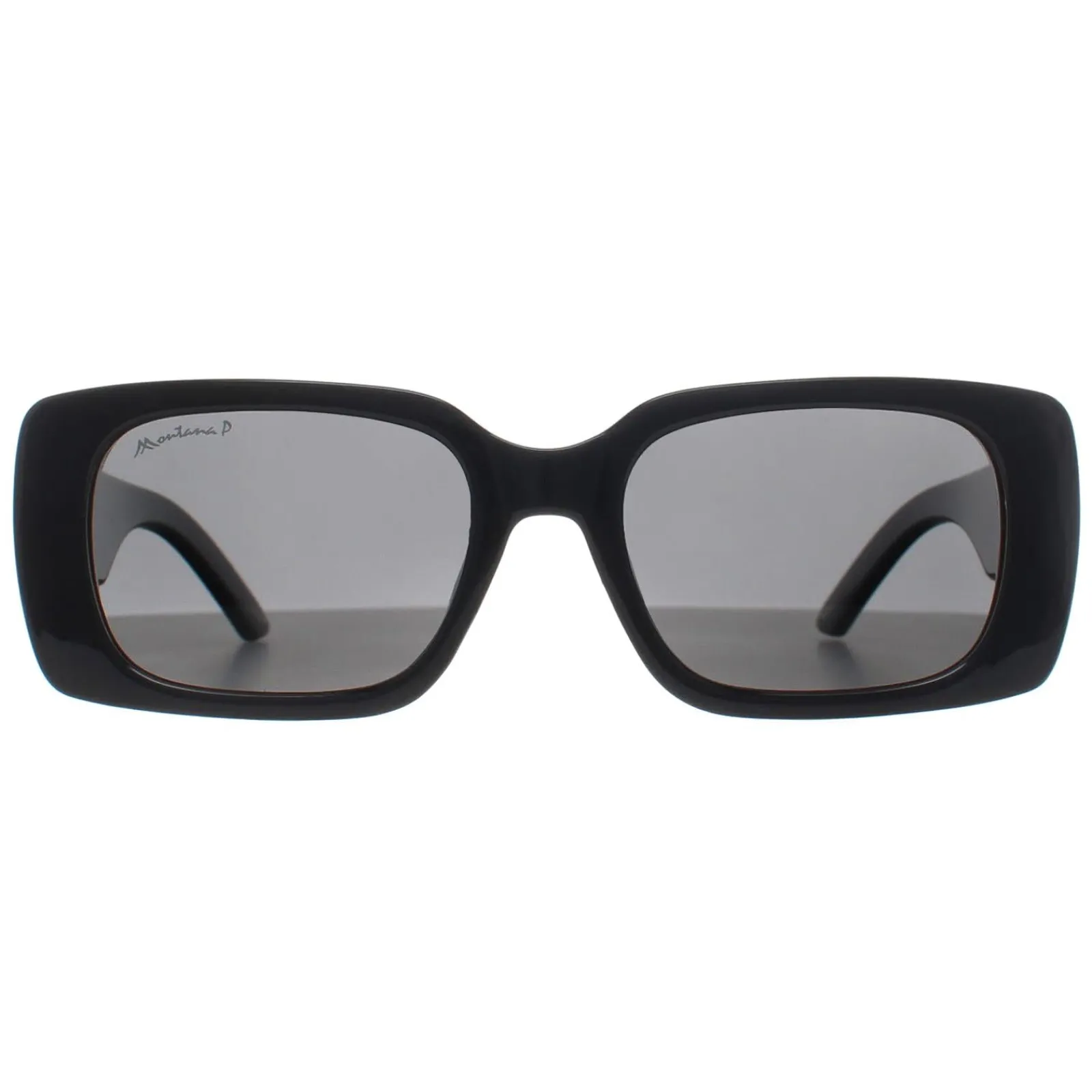 Montana Polarised|Rectangle^Sunglasses MP194 Shiny Black Smoke Polarized