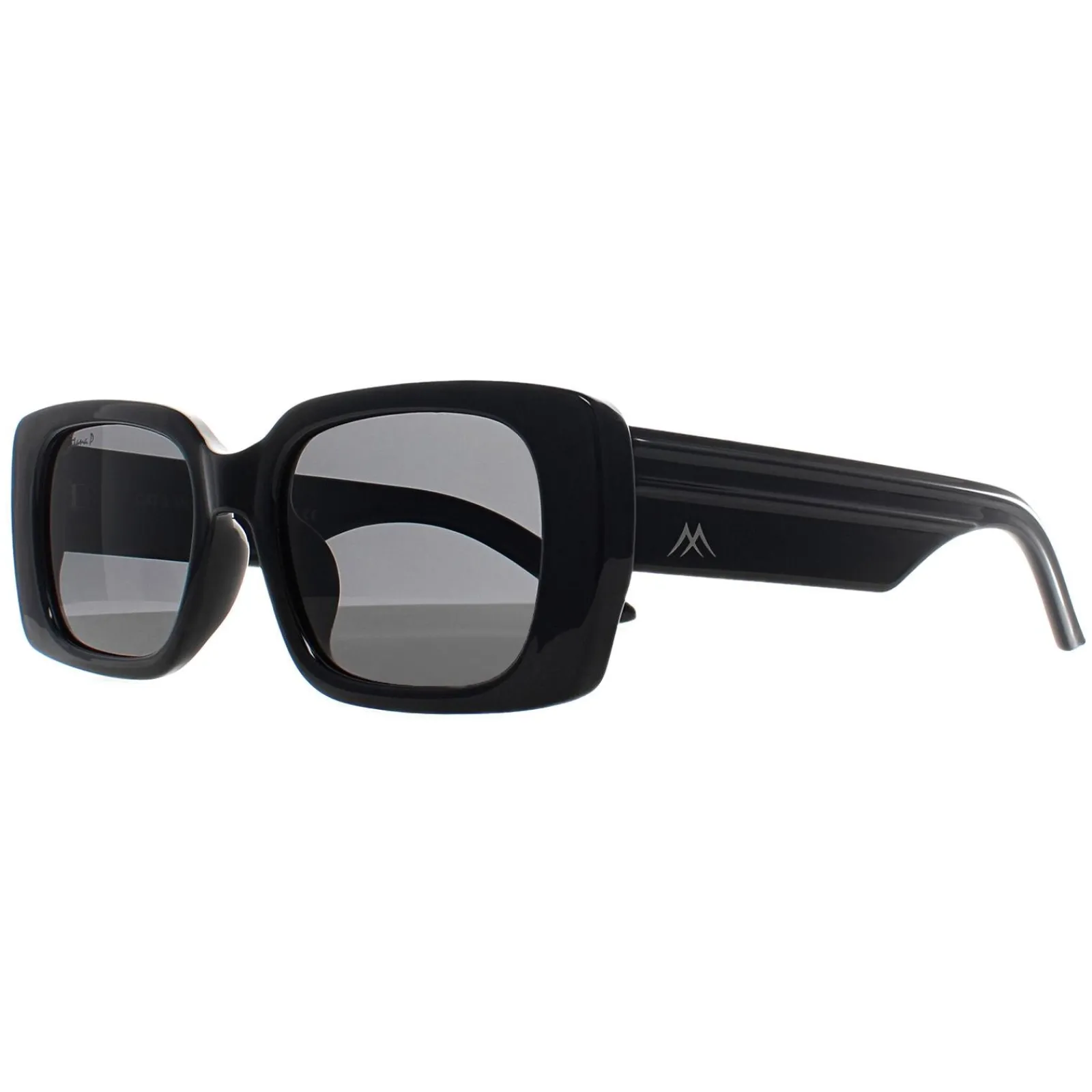 Montana Polarised|Rectangle^Sunglasses MP194 Shiny Black Smoke Polarized