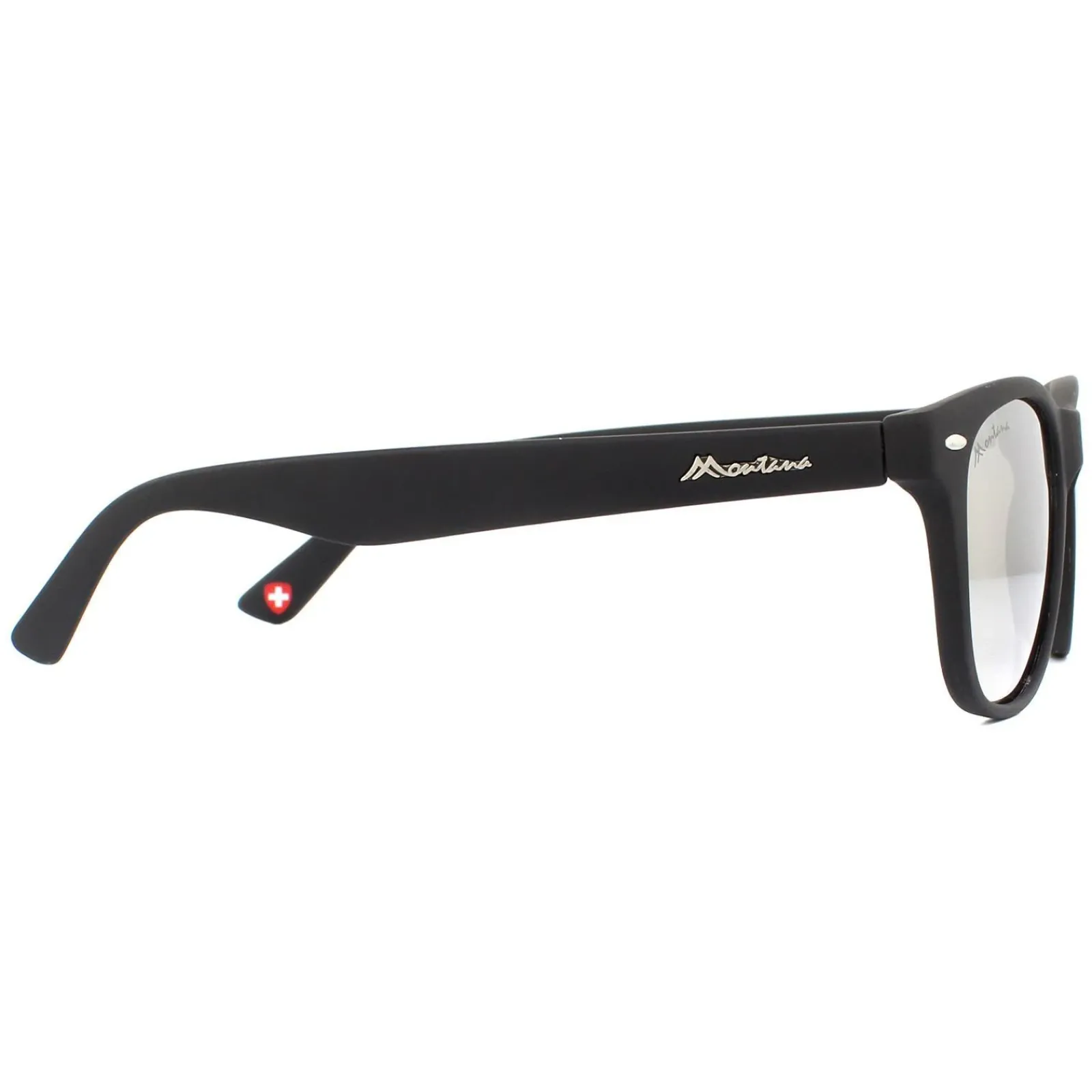 Montana Rectangle|Rectangle^Sunglasses MS10 E Matte Black Rubbertouch Revo Silver Mirror