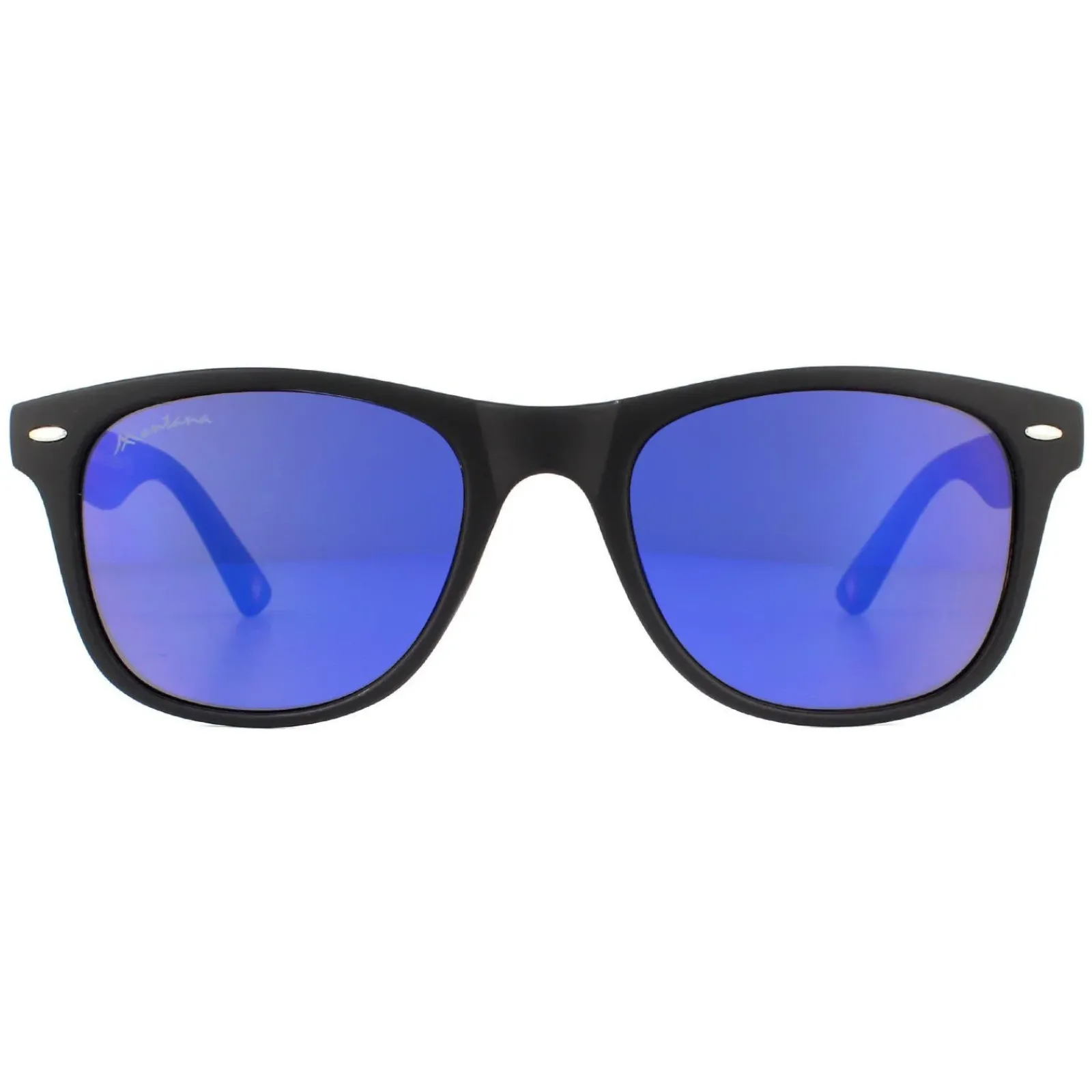Montana Rectangle|Rectangle^Sunglasses MS10 Matte Black Rubbertouch Revo Blue