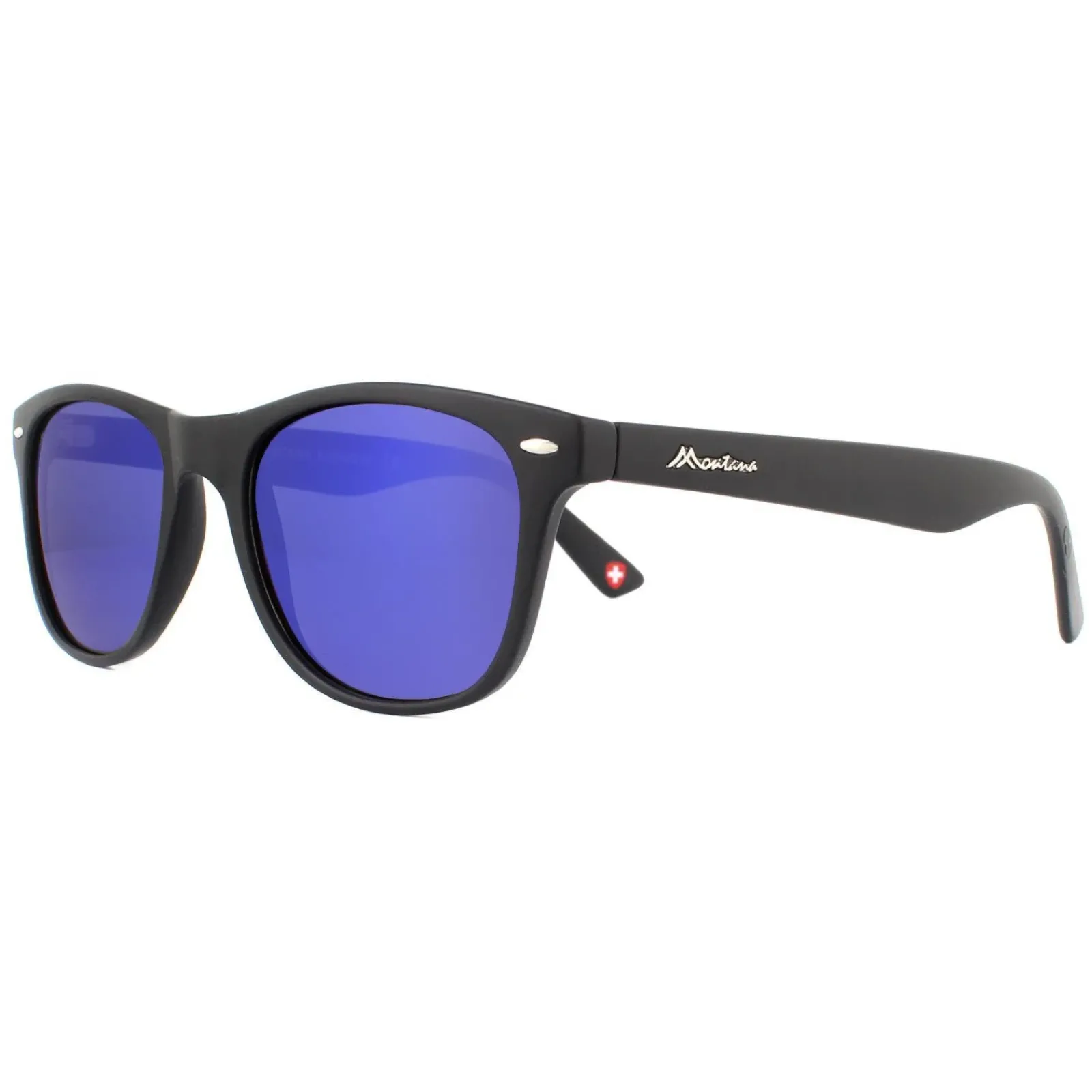 Montana Rectangle|Rectangle^Sunglasses MS10 Matte Black Rubbertouch Revo Blue