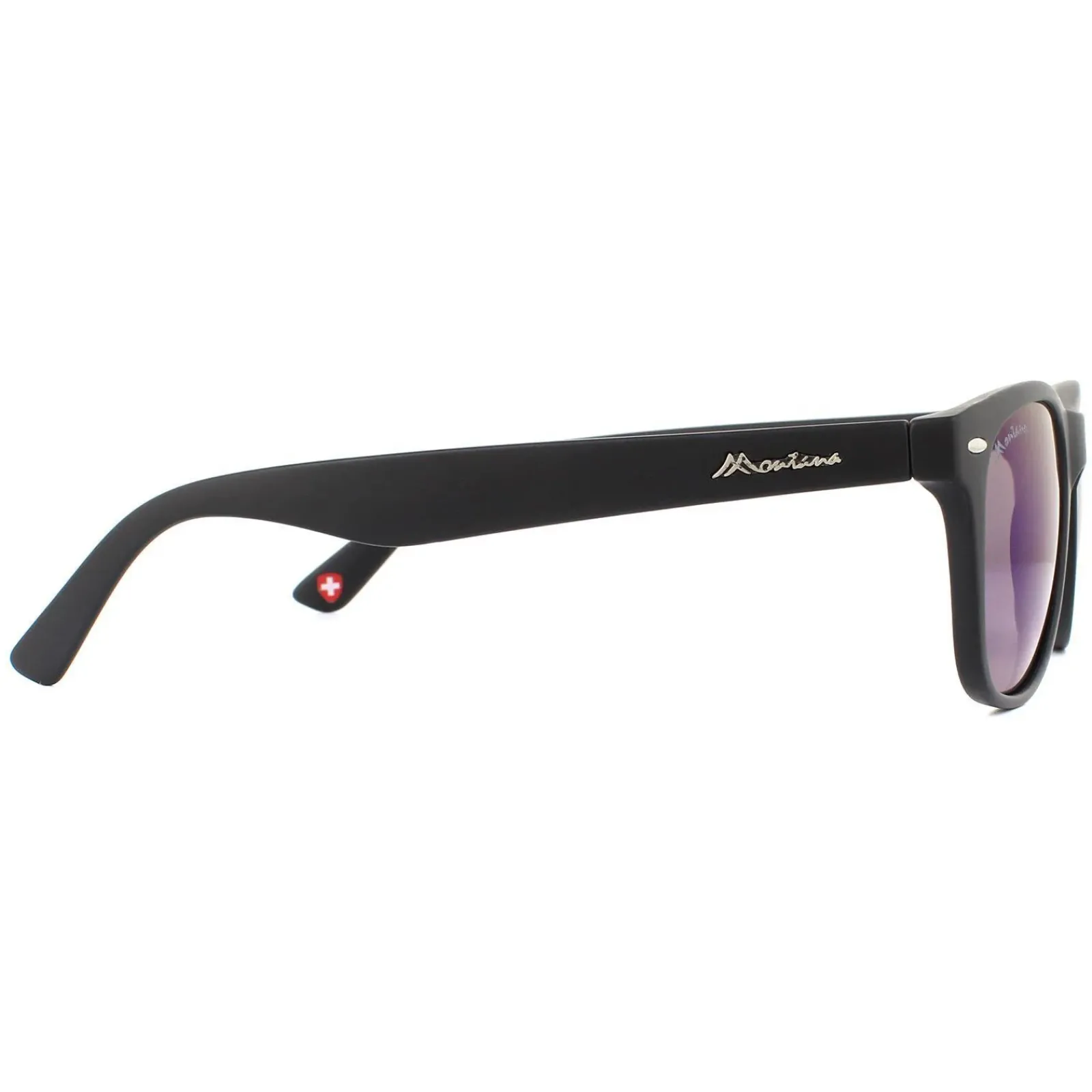 Montana Rectangle|Rectangle^Sunglasses MS10 Matte Black Rubbertouch Revo Blue