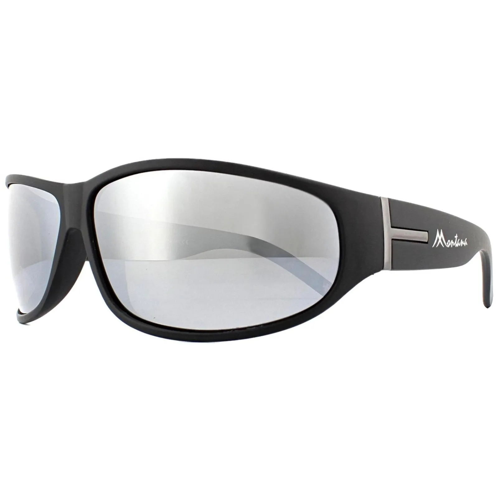 Montana Polarised|Wrap^Sunglasses SP308C Black Rubber Revo Silver Mirror Polarized