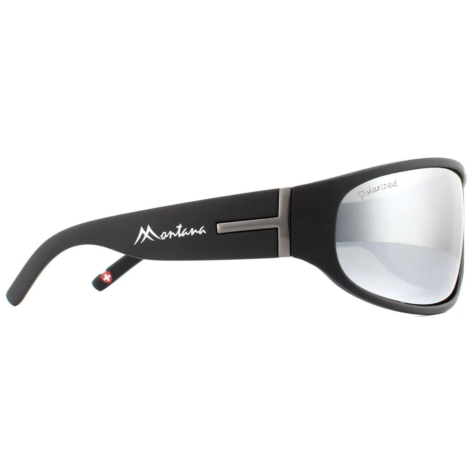 Montana Polarised|Wrap^Sunglasses SP308C Black Rubber Revo Silver Mirror Polarized