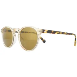 Oliver Peoples Round|Oliver Peoples^Sunglasses Gregory Peck 5217 1485W4 Honey Dark Brown Go