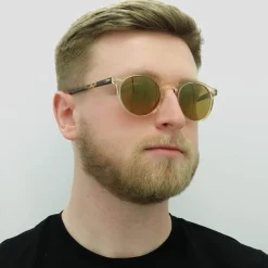 Oliver Peoples Round|Oliver Peoples^Sunglasses Gregory Peck 5217 1485W4 Honey Dark Brown Go