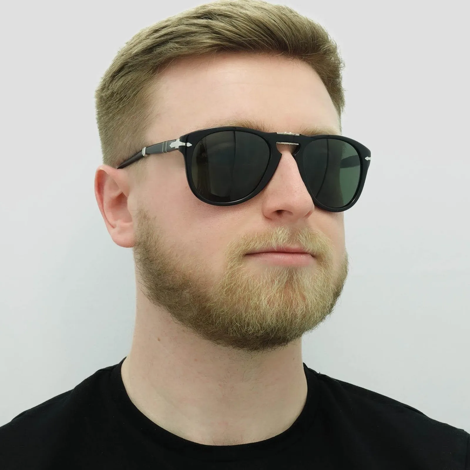 Persol Persol|Round^Sunglasses PO0714 95/31 Black Green Folding 54mm