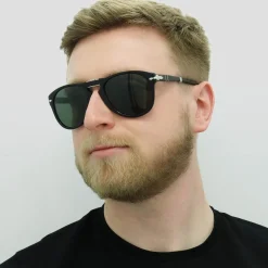 Persol Persol|Round^Sunglasses PO0714 95/31 Black Green Folding 54mm
