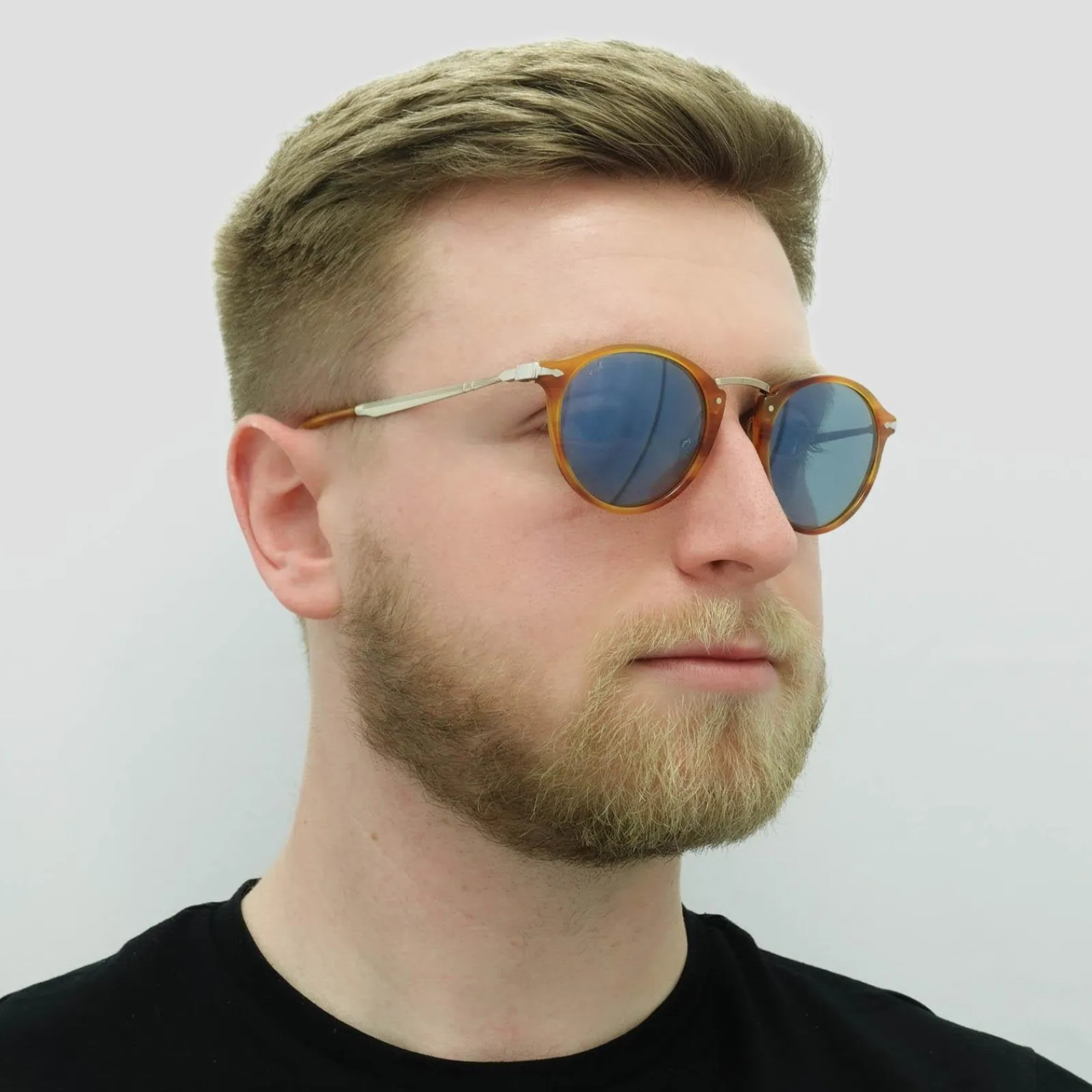 Persol Persol|Round^Sunglasses PO3166S 960/56 Striped Brown Light Blue
