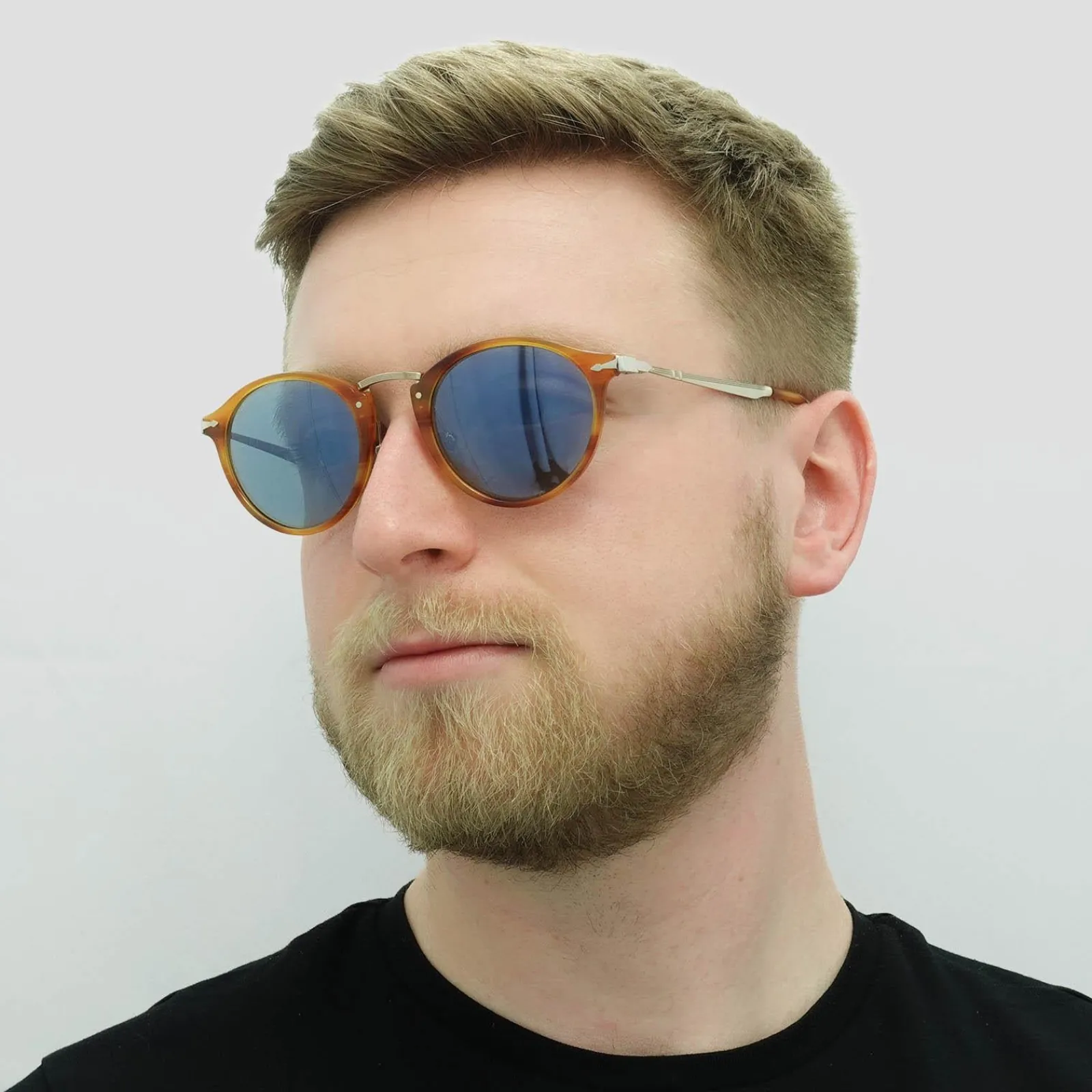 Persol Persol|Round^Sunglasses PO3166S 960/56 Striped Brown Light Blue