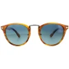 Persol Polarised^Unisex Sunglasses 3108 960/S3 - Striped Brown Frame - Blue Pola