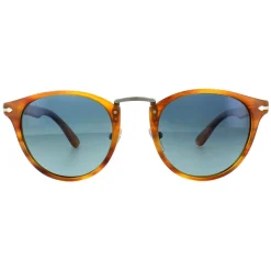 Persol Polarised^Unisex Sunglasses 3108 960/S3 - Striped Brown Frame - Blue Pola