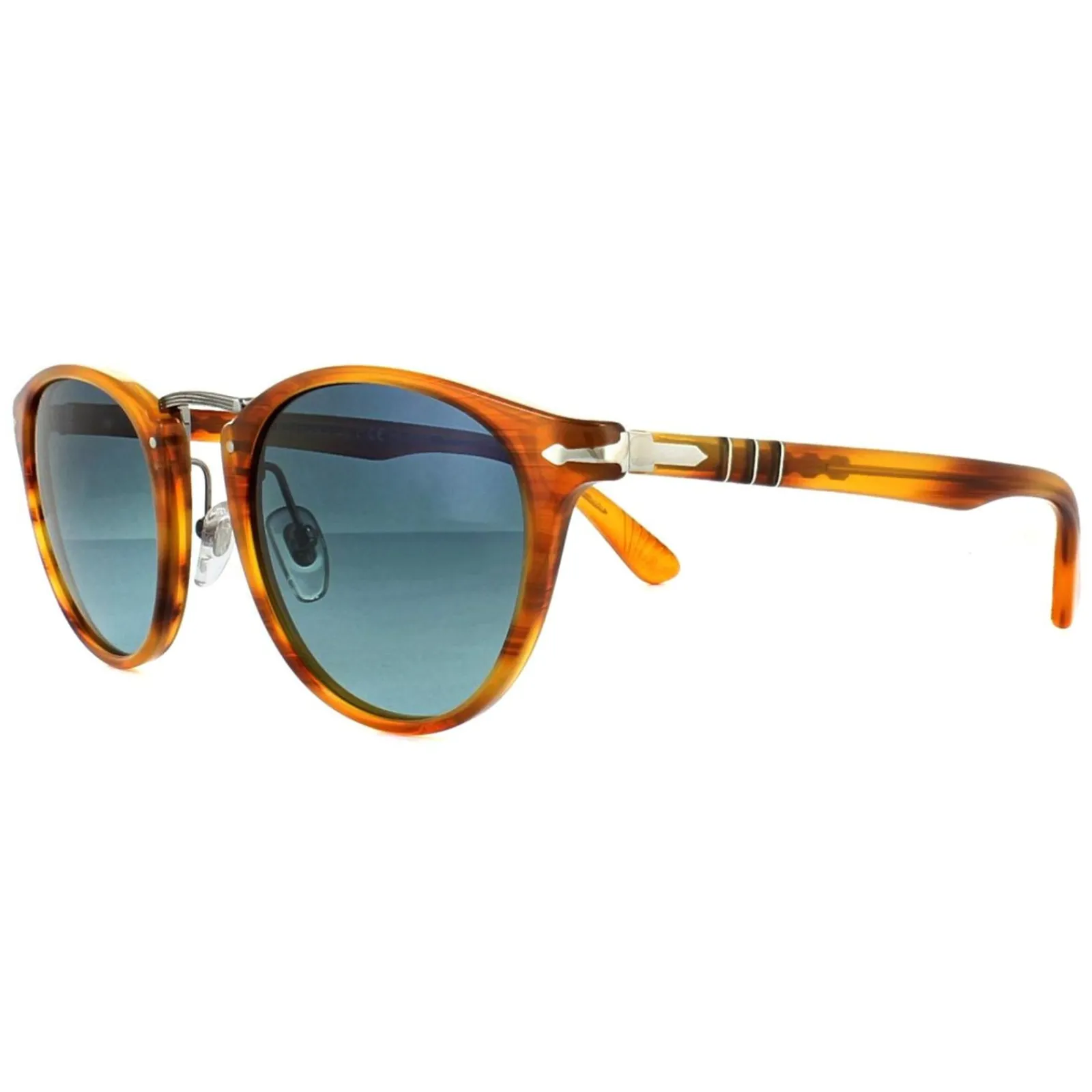 Persol Polarised^Unisex Sunglasses 3108 960/S3 - Striped Brown Frame - Blue Pola