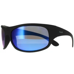 Polaroid Polarised|Wrap^Sunglasses 07886 0VK 5X Matte Black Blue Mirror Polarized