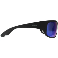 Polaroid Polarised|Wrap^Sunglasses 07886 0VK 5X Matte Black Blue Mirror Polarized