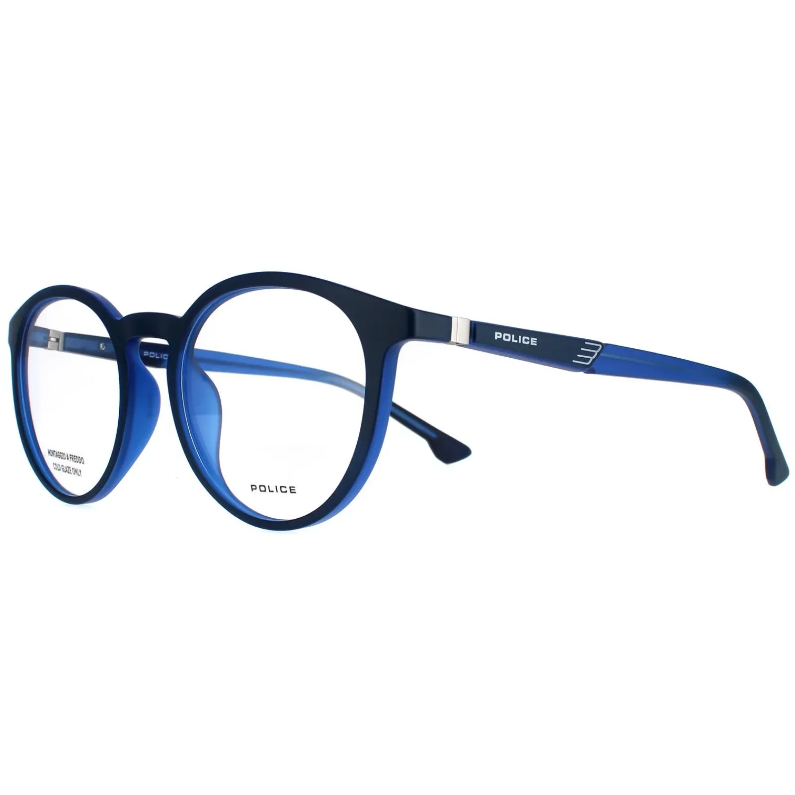 Police Round^Glasses Frames Waka 4 VPL878 0JEB Blue Men