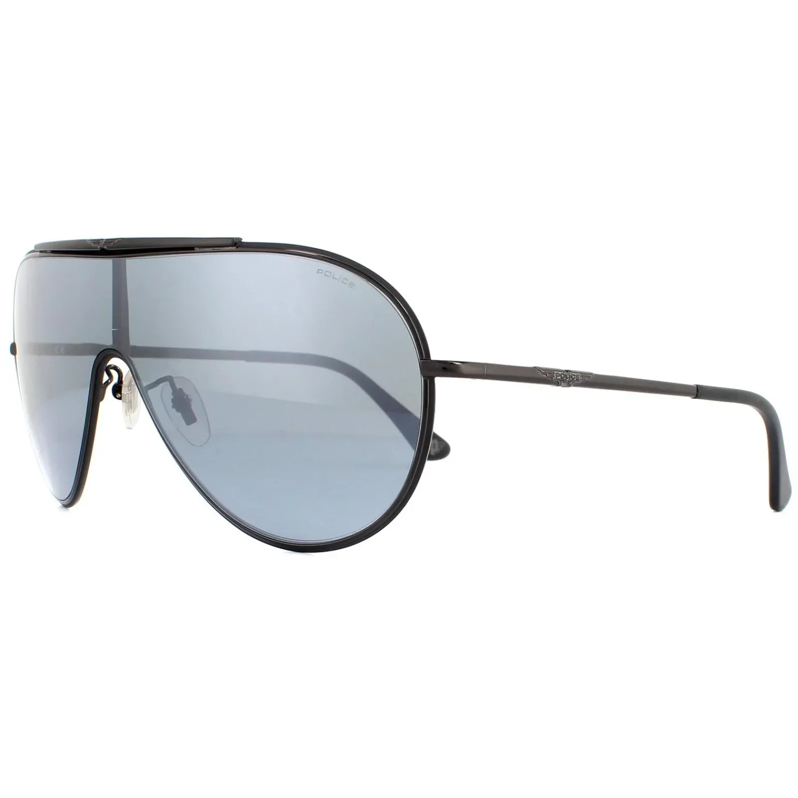 Police Shield|Police^Sunglasses Origins 10 SPL964 F39X Ruthenium Smoke Mirror Silver