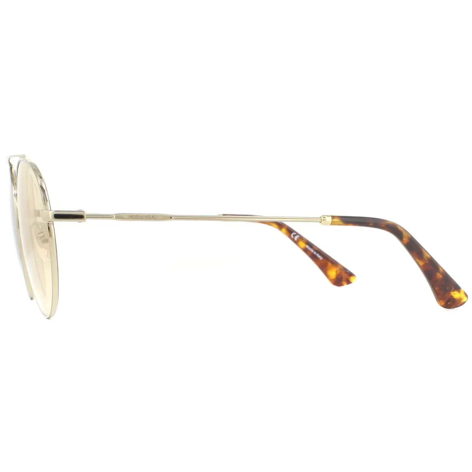 Police Round|Police^Sunglasses SPL728 8FFF Shiny Light Gold Havana Brown