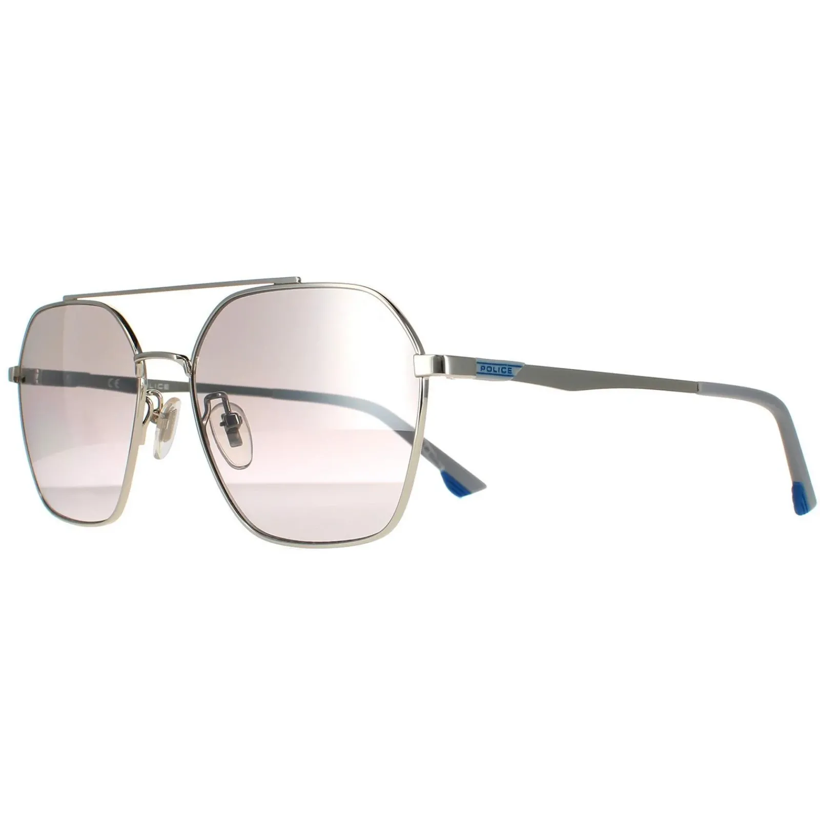 Police Aviator|Police^Sunglasses SPL771 Vibe 2 579X Shiny Palladium Smoke Silver Mirr