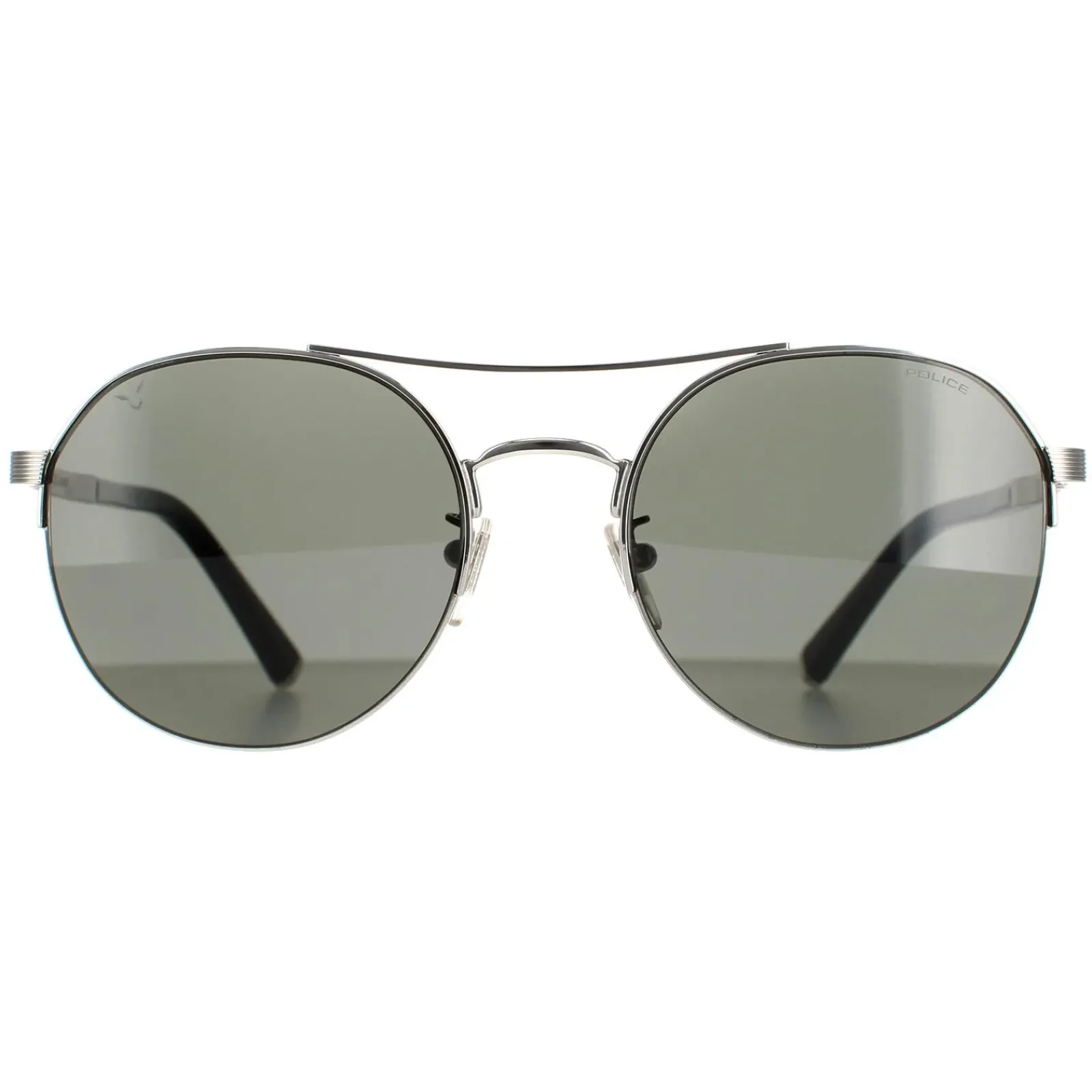 Police Aviator|Police^Sunglasses SPLA24 Lewis 03 0579 Shiny Full Palladium Smoke Grey