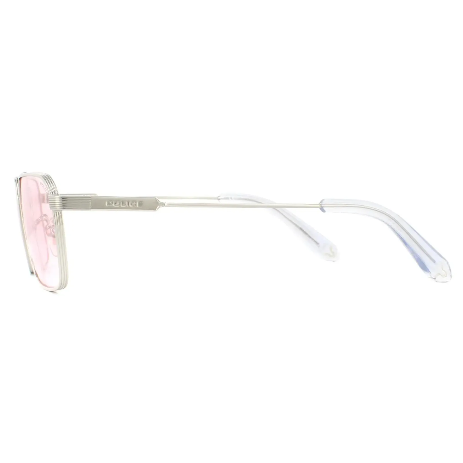 Police Rectangle|Police^Sunglasses SPLA23 Lewis Hamilton 0579 Shiny Palladium Pink 57mm