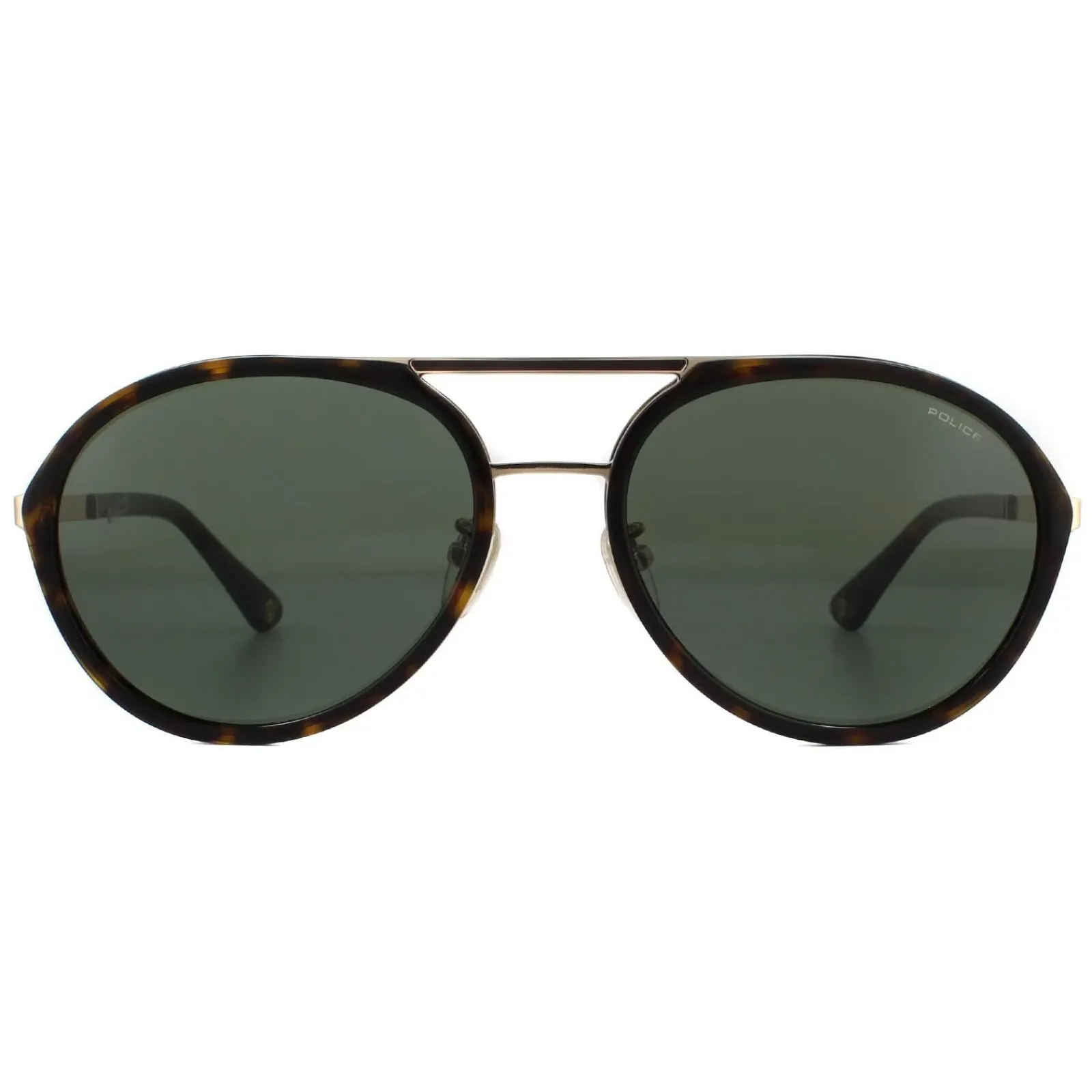 Police Aviator|Police^Sunglasses SPLA57 Record 2 0300 Shiny Rose Gold Green
