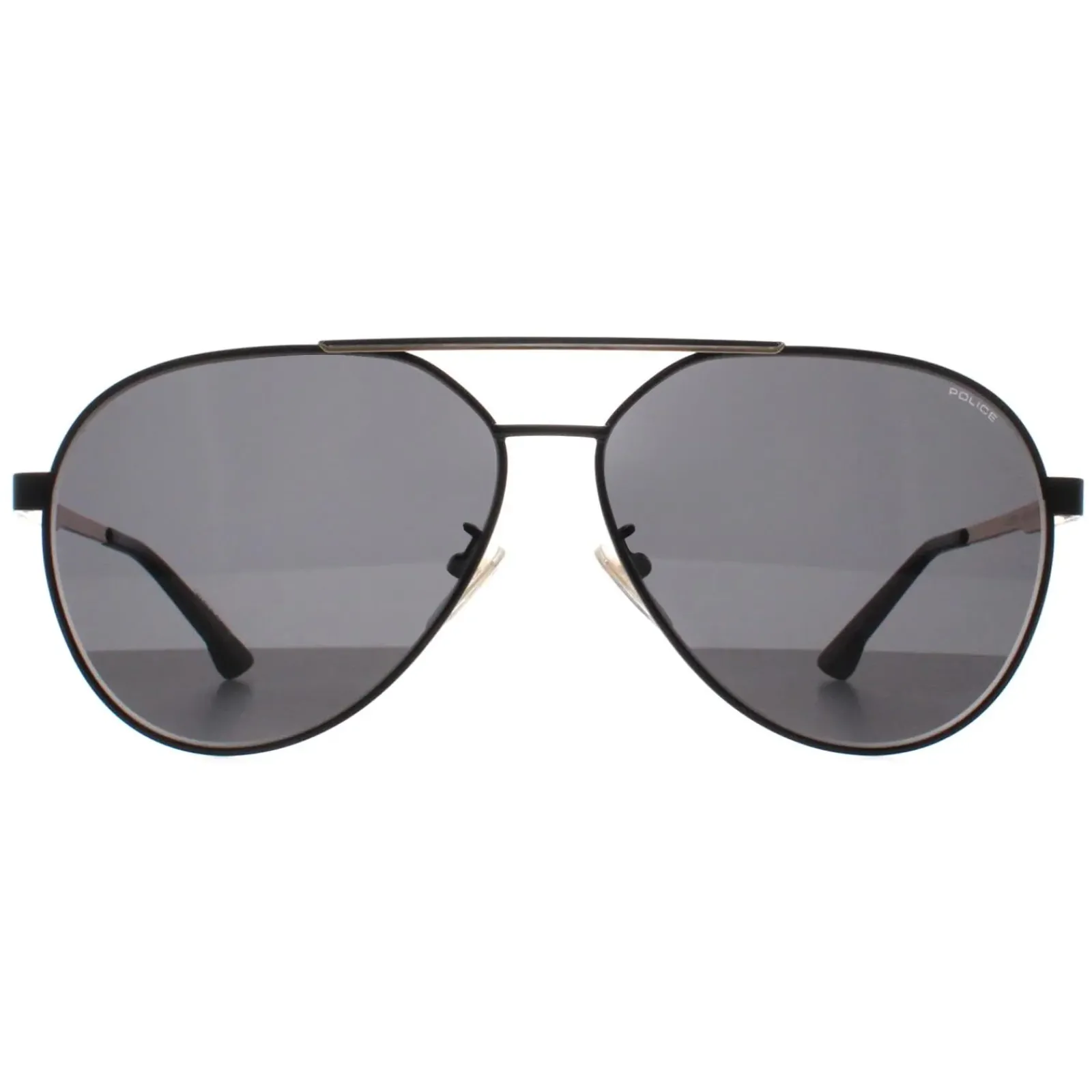 Police Aviator|Police^Sunglasses SPLB37 Synth 2 0304 Shiny Black Smoke Grey