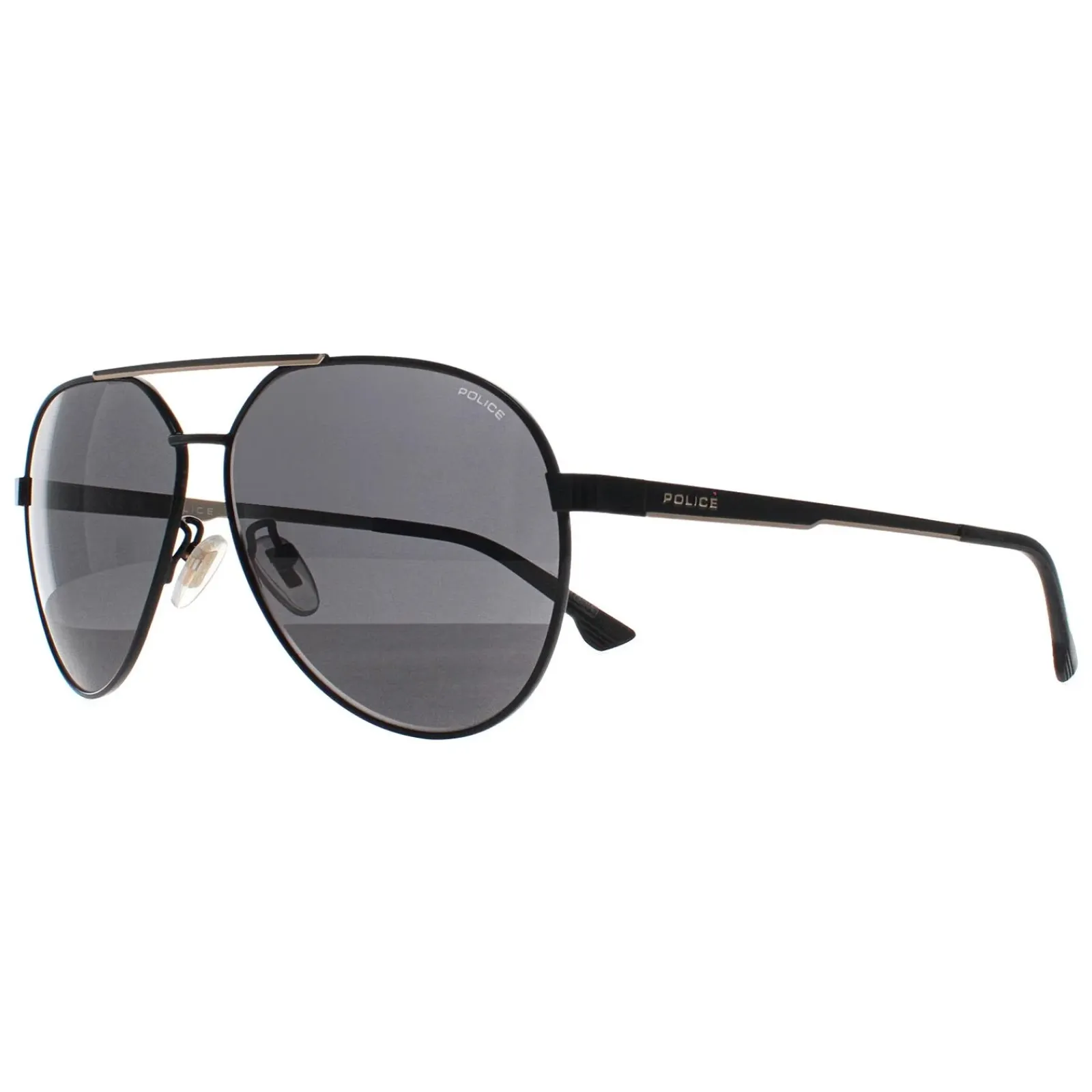 Police Aviator|Police^Sunglasses SPLB37 Synth 2 0304 Shiny Black Smoke Grey