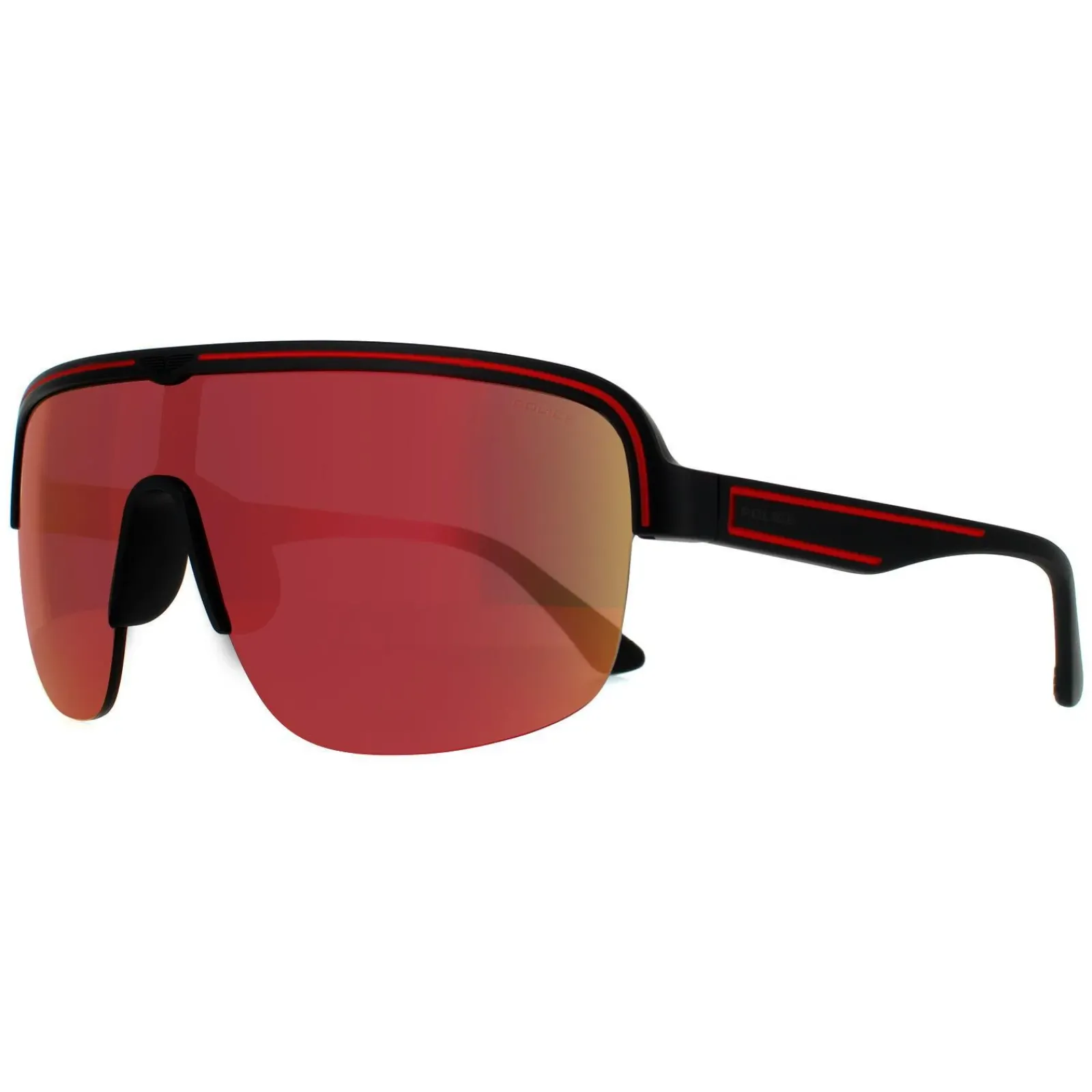Police Semi Rimless|Police^Sunglasses SPLB47M Arcade 3 6VPX Matte Dark Grey Multilayer Red