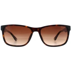 Police Rectangle|Police^Sunglasses SPLB40N Arcade 2 0722 Shiny Dark Havana Brown Gradie