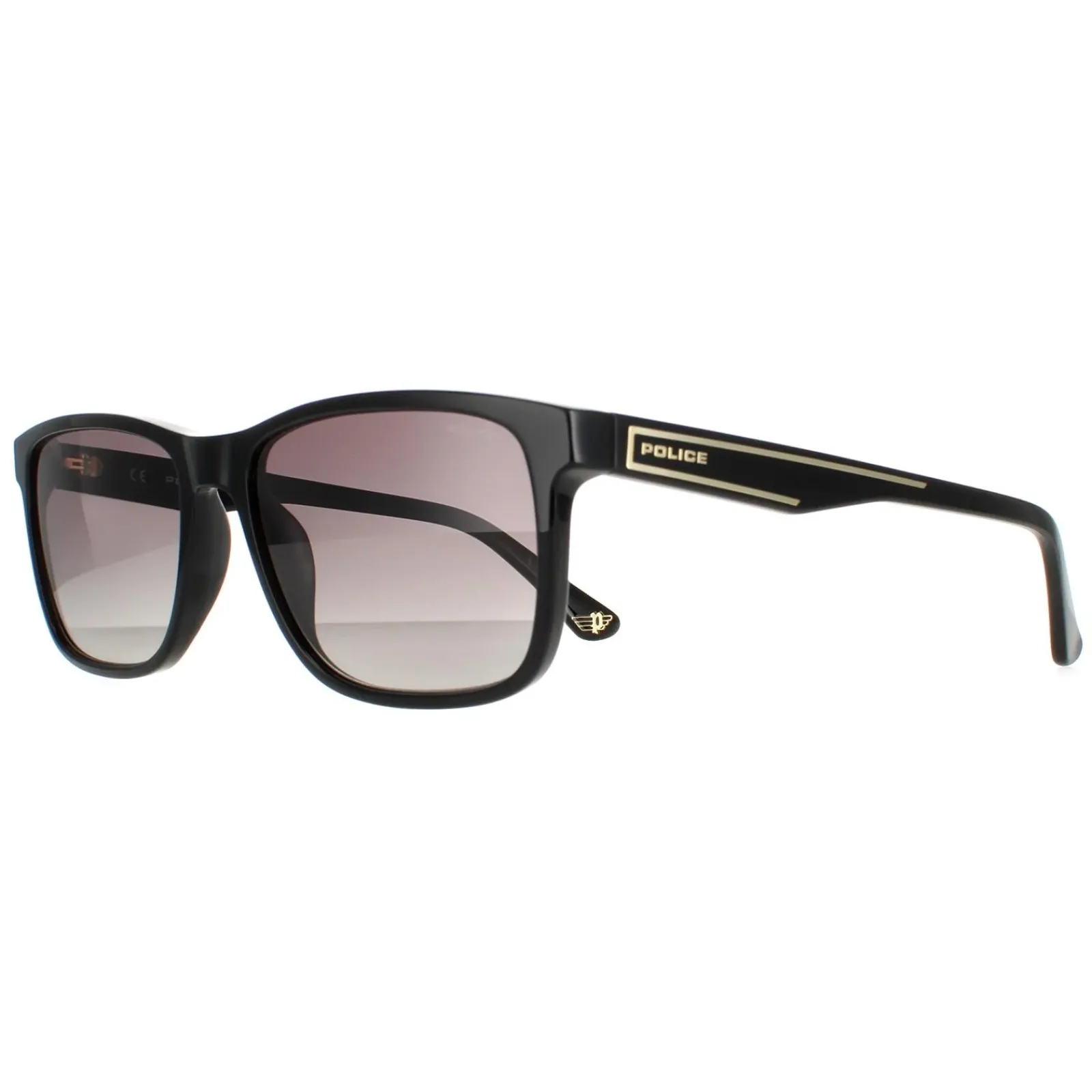 Police Rectangle|Police^Sunglasses SPLB40N Arcade2 700P Shiny Black Smoke Gradient Pola