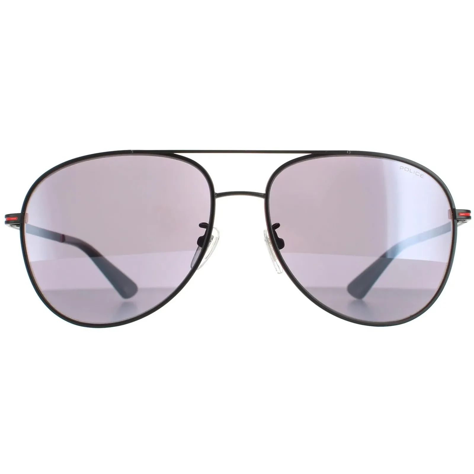 Police Aviator|Police^Sunglasses SPL777C Chief 1 8U6X Matte Black Smoke Mirror Silver