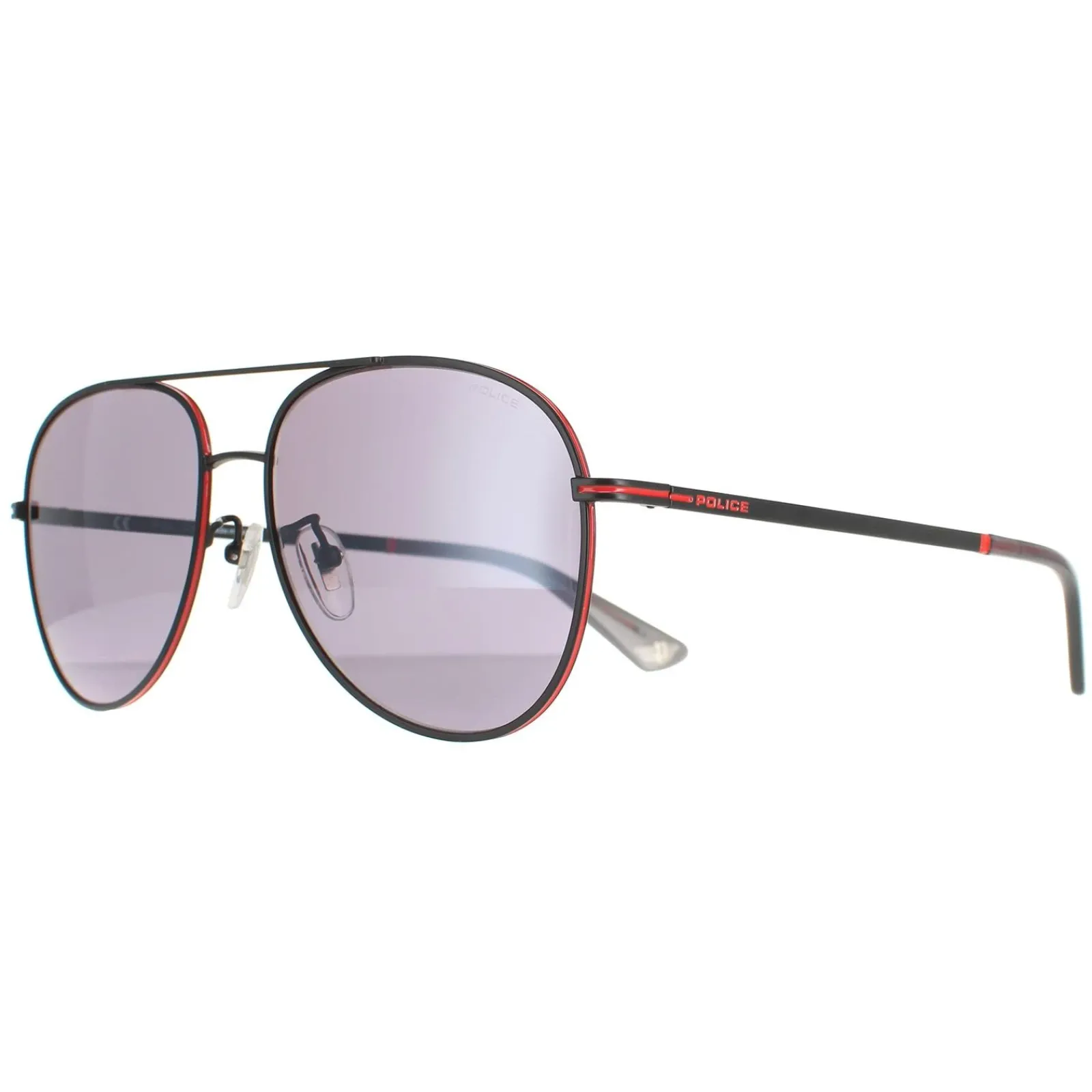 Police Aviator|Police^Sunglasses SPL777C Chief 1 8U6X Matte Black Smoke Mirror Silver