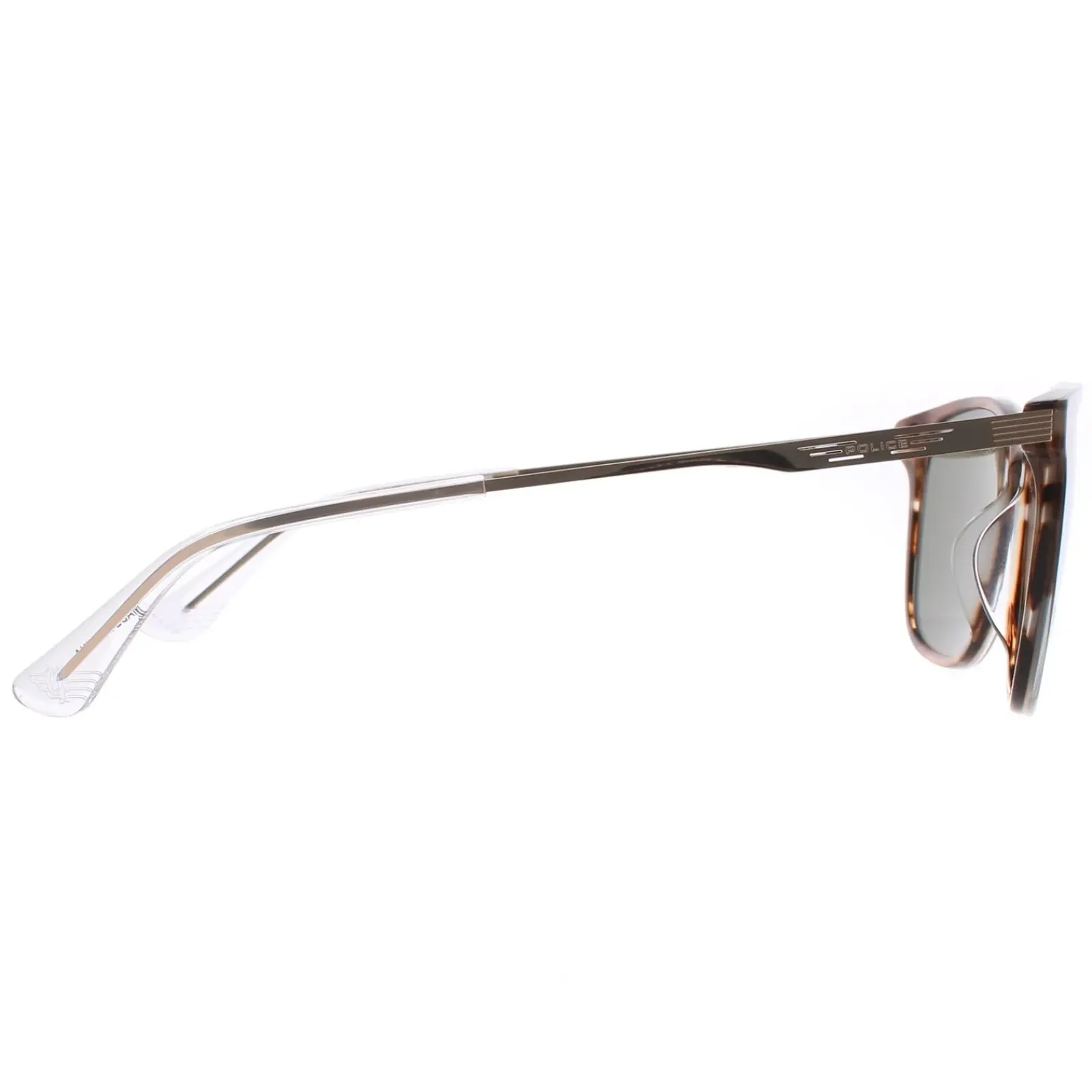 Police Square|Police^Sunglasses SPLD47 Code 4 09N3 Shiny Striped Brown Green